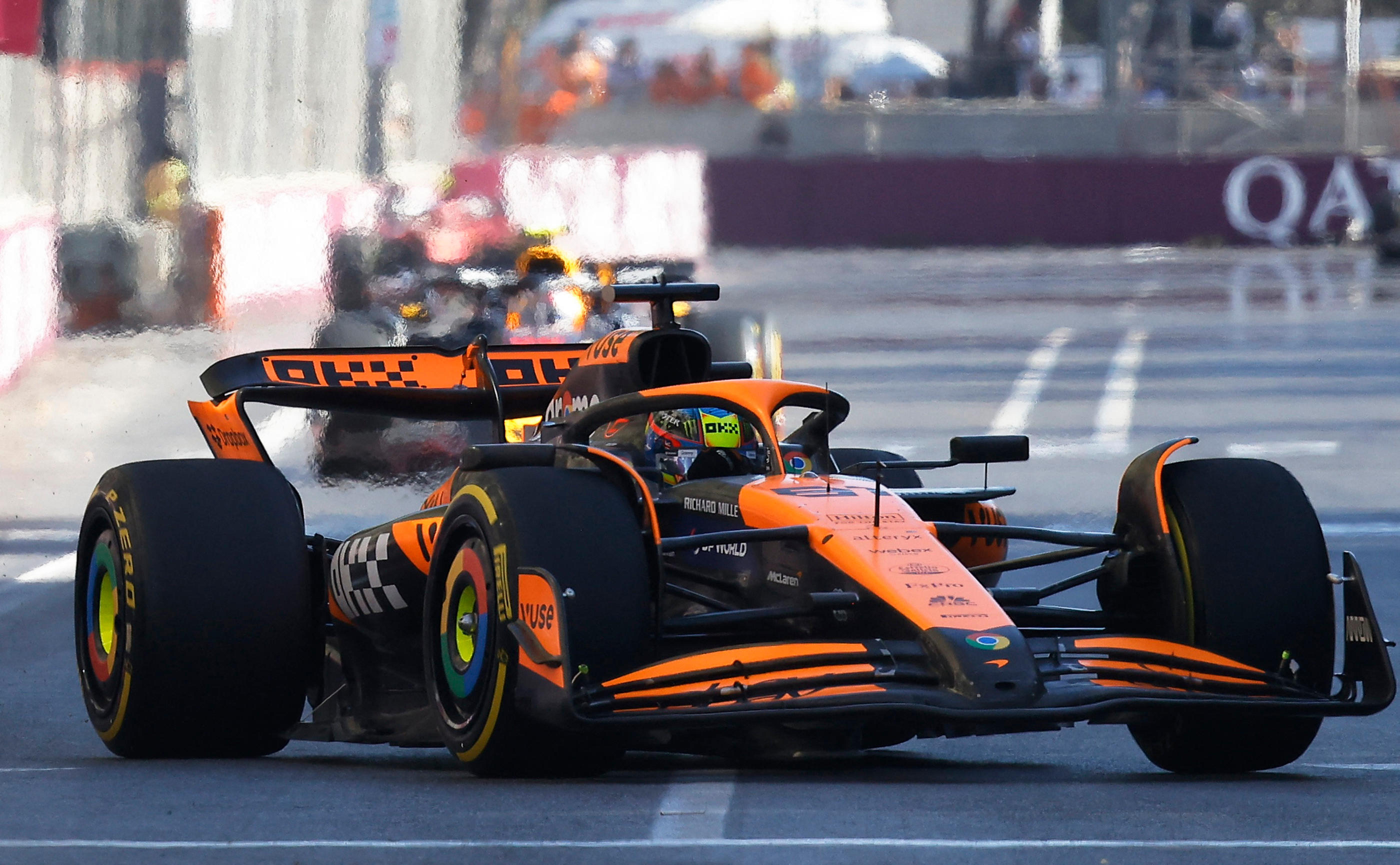 Oscar Piastri (McLaren) a pris la tête du Grand Prix de Bakou. (Photo REUTERS/Maxim Shemetov)