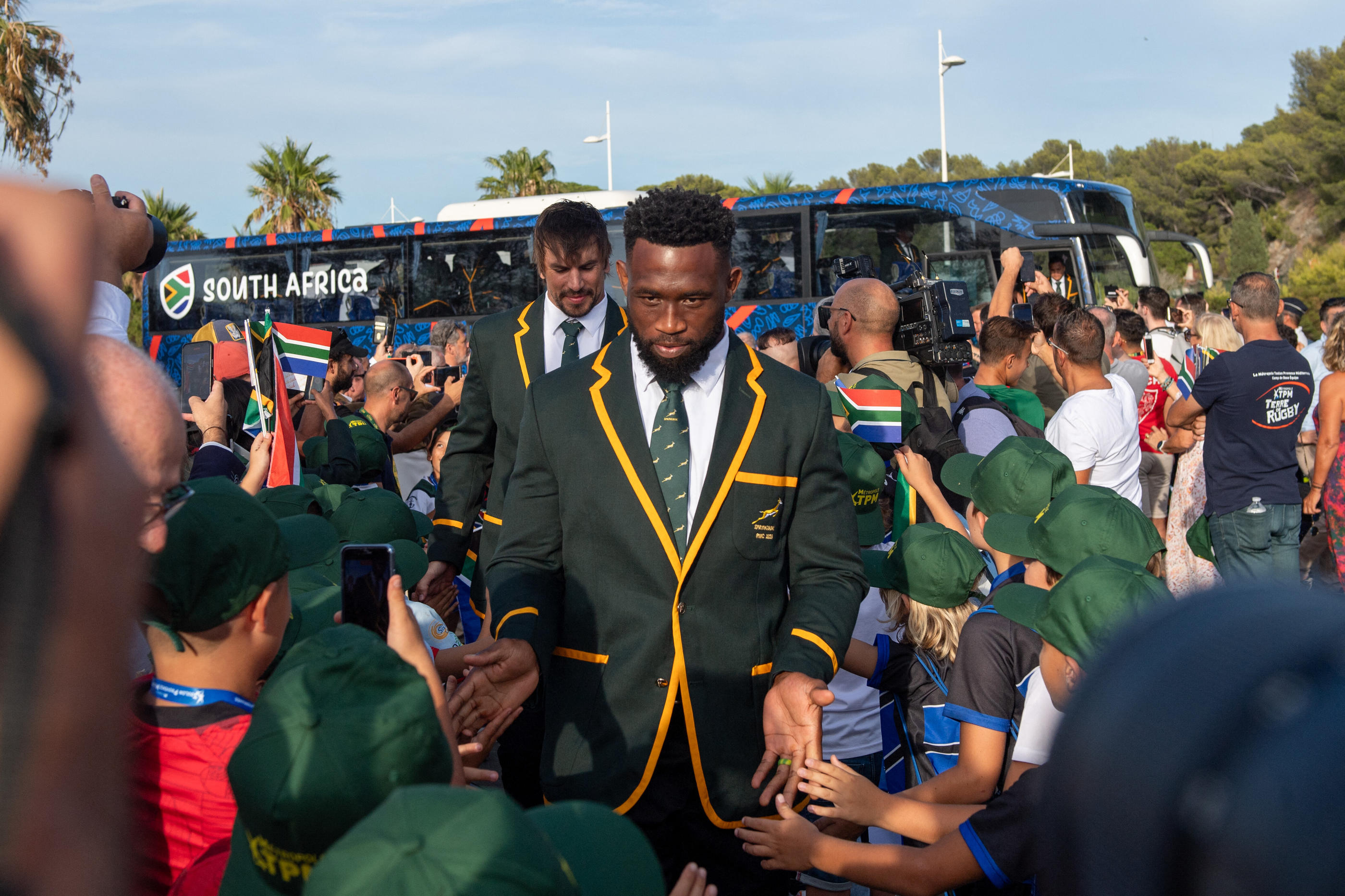Les joueurs de l'Afrique du Sud (ici Siya Kolisi, le capitaine) sont suivis de très près par le Raid depuis le début du Mondial. Icon Sport/Laurent Coust