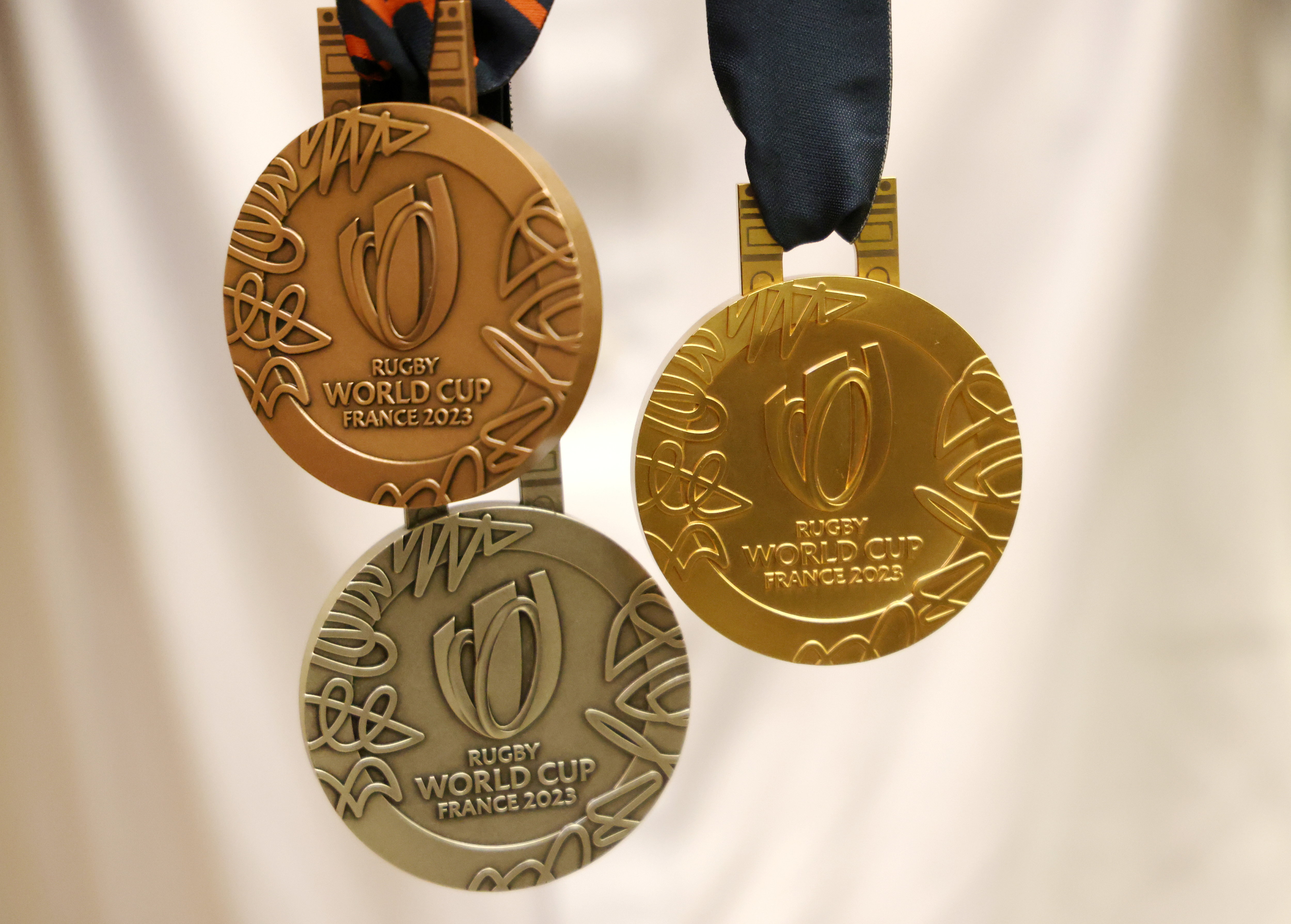 Médailles d'or de bronze avec ruban de cou, médaille de champion