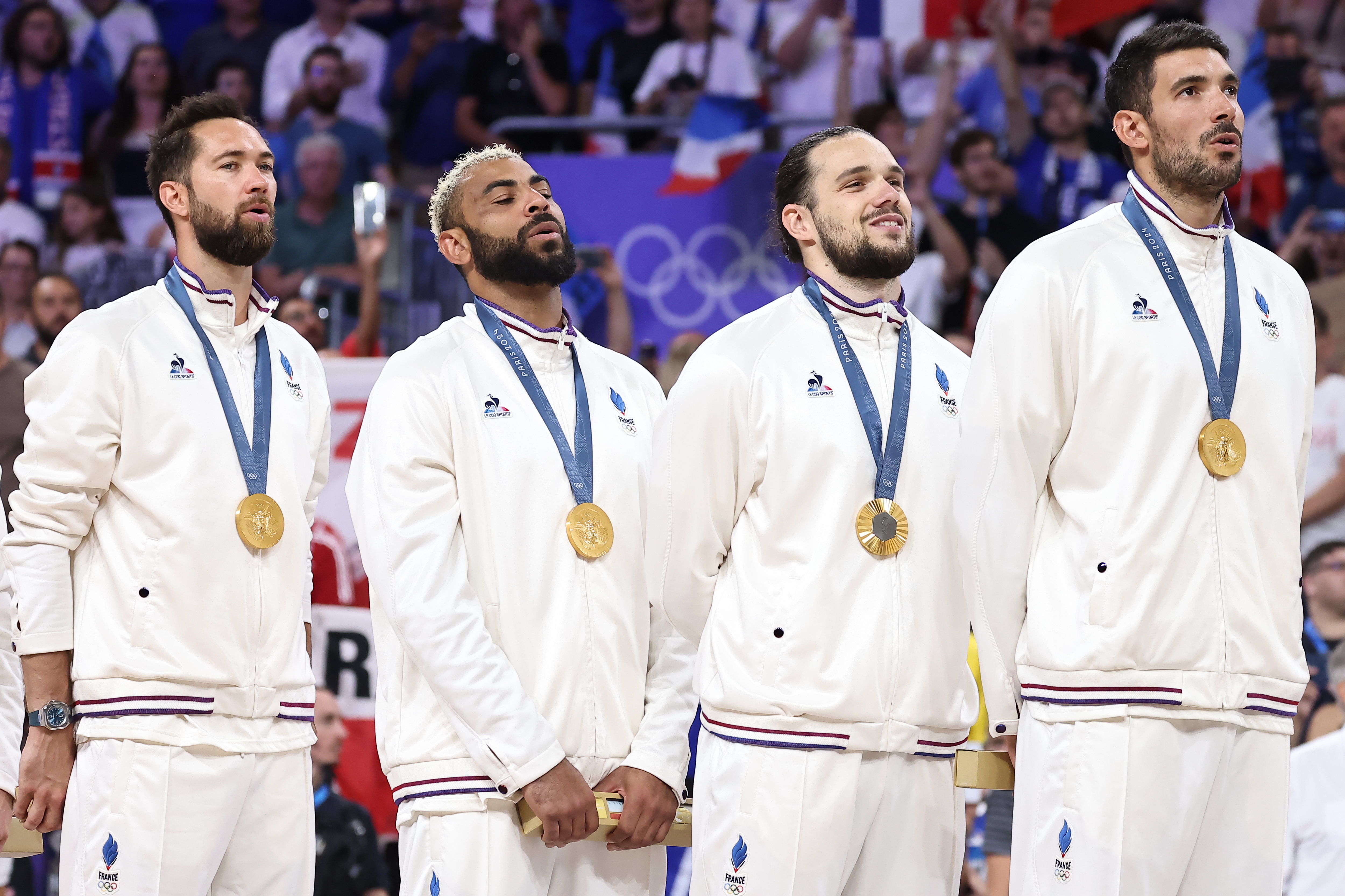 Quelques joueurs ayant dépassé la trentaine, comme Kévin Tillie, Earvin Ngapeth et Antoine Brizard (les trois de gauche à droite) pourraient réfléchir à leur avenir international. LP/Fred Dugit