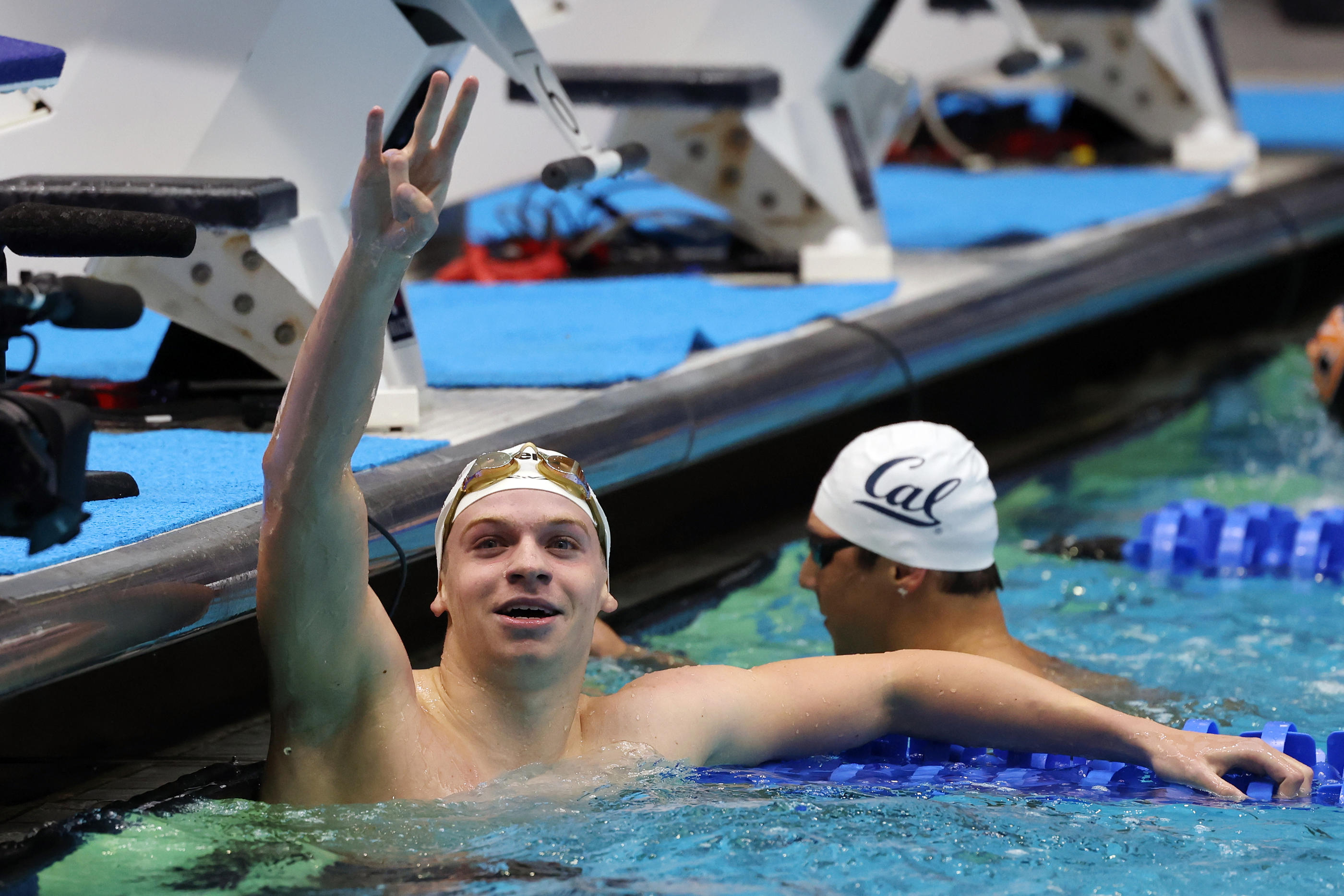 Léon Marchand a marché sur l'eau pendant les finales NCAA. De bon augure à quatre mois des Jeux de Paris...NCAA/Joe Robbins via Getty Images