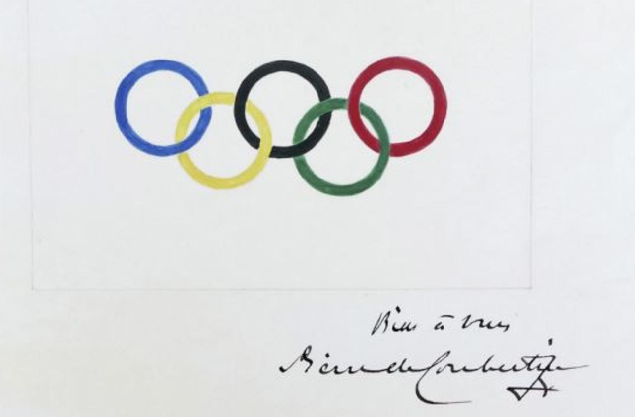 Le dessin du drapeau olympique signé Pierre de Coubertin adjugé 185000  euros - Le Parisien