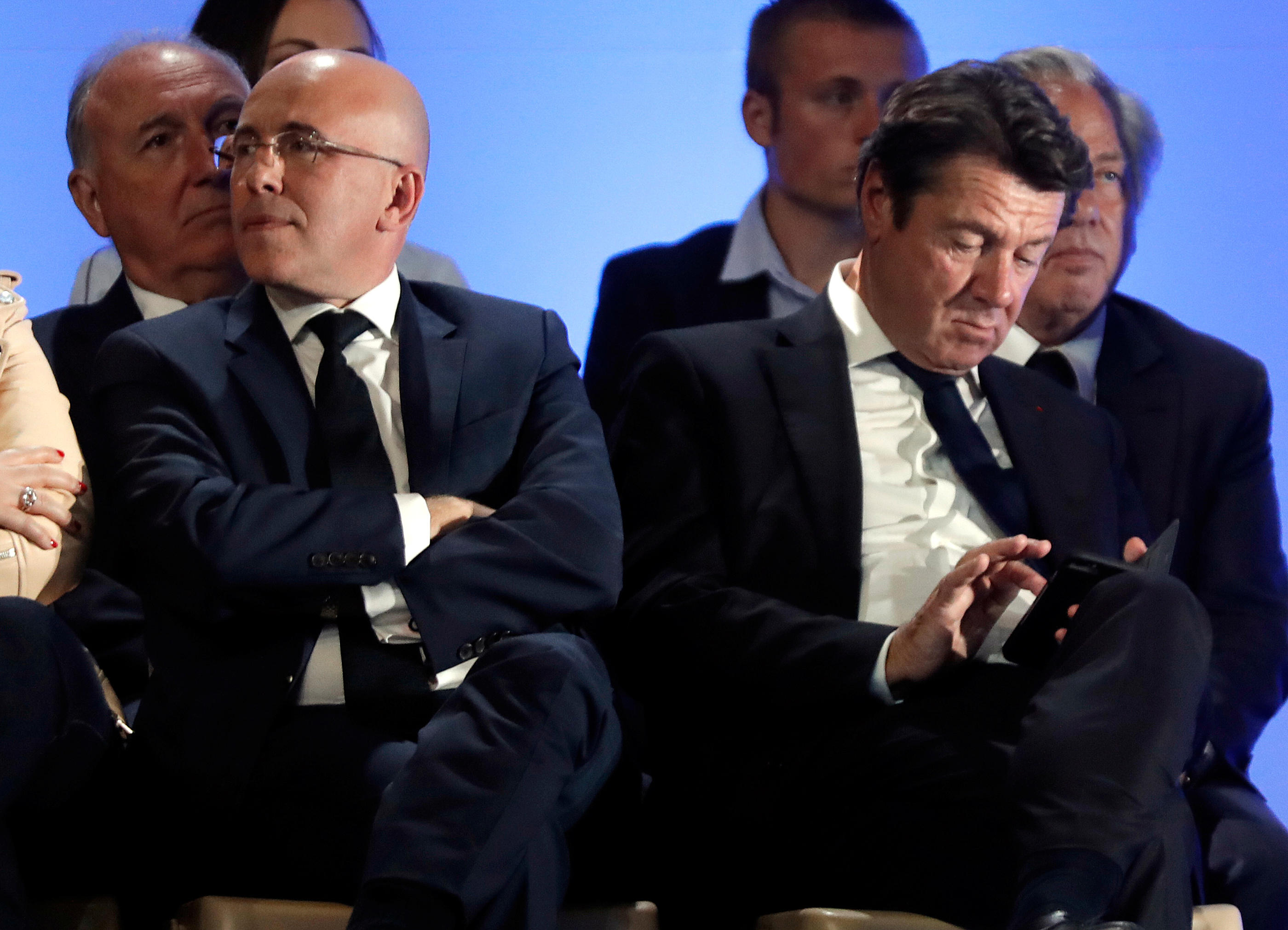 Longtemps, Éric Ciotti (à gauche) a été le protégé de Christian Estrosi (à droite). Les deux hommes, ici en 2017, rivalisent désormais pour la suprématie à Nice. Reuters/Eric Gaillard