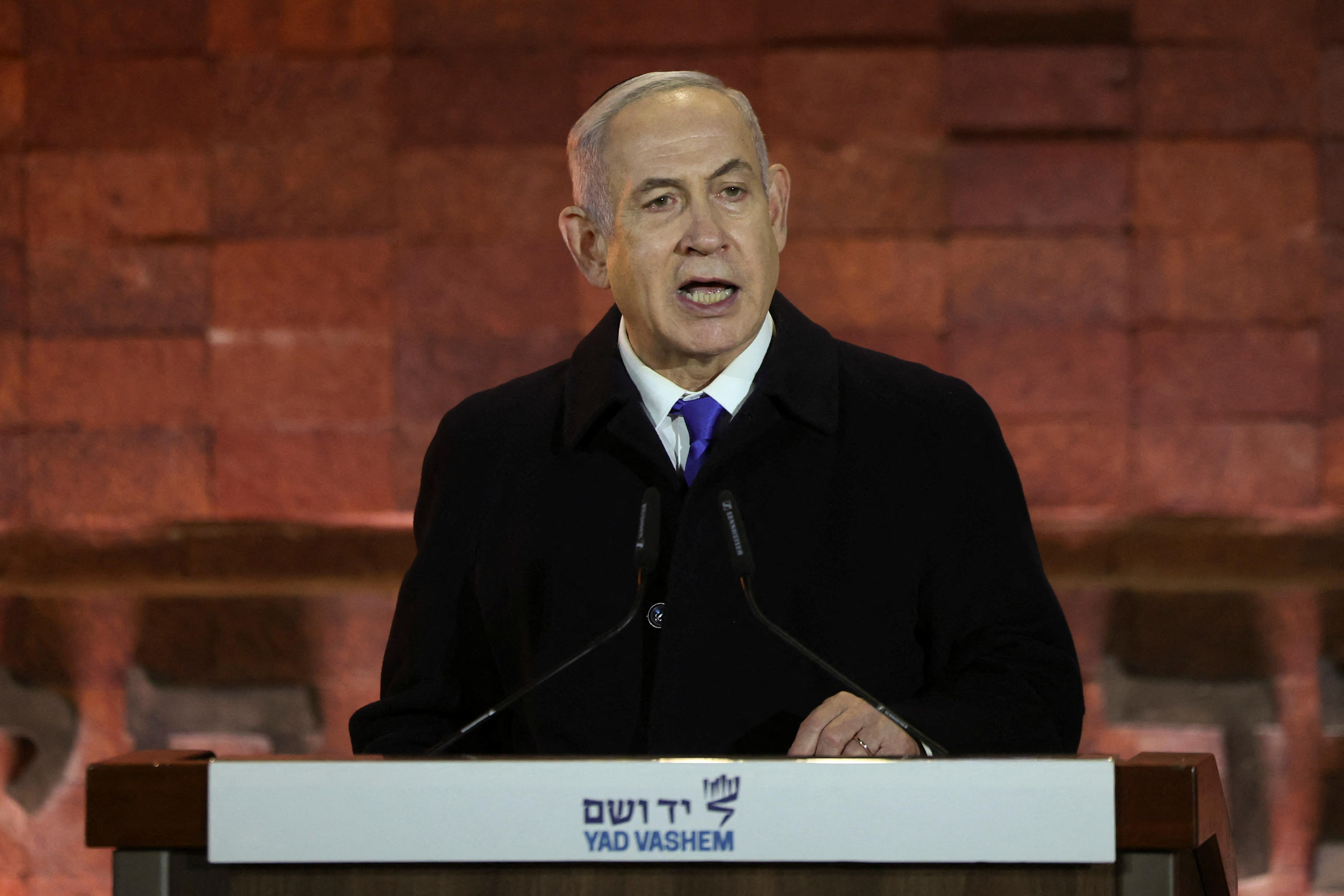 Le Premier ministre israélien Benyamin Netanyahou lors de la cérémonie d'ouverture de la Journée nationale de commémoration de l'Holocauste à Jérusalem le 5 mai 2024. Reuters / Ronen Zvulun