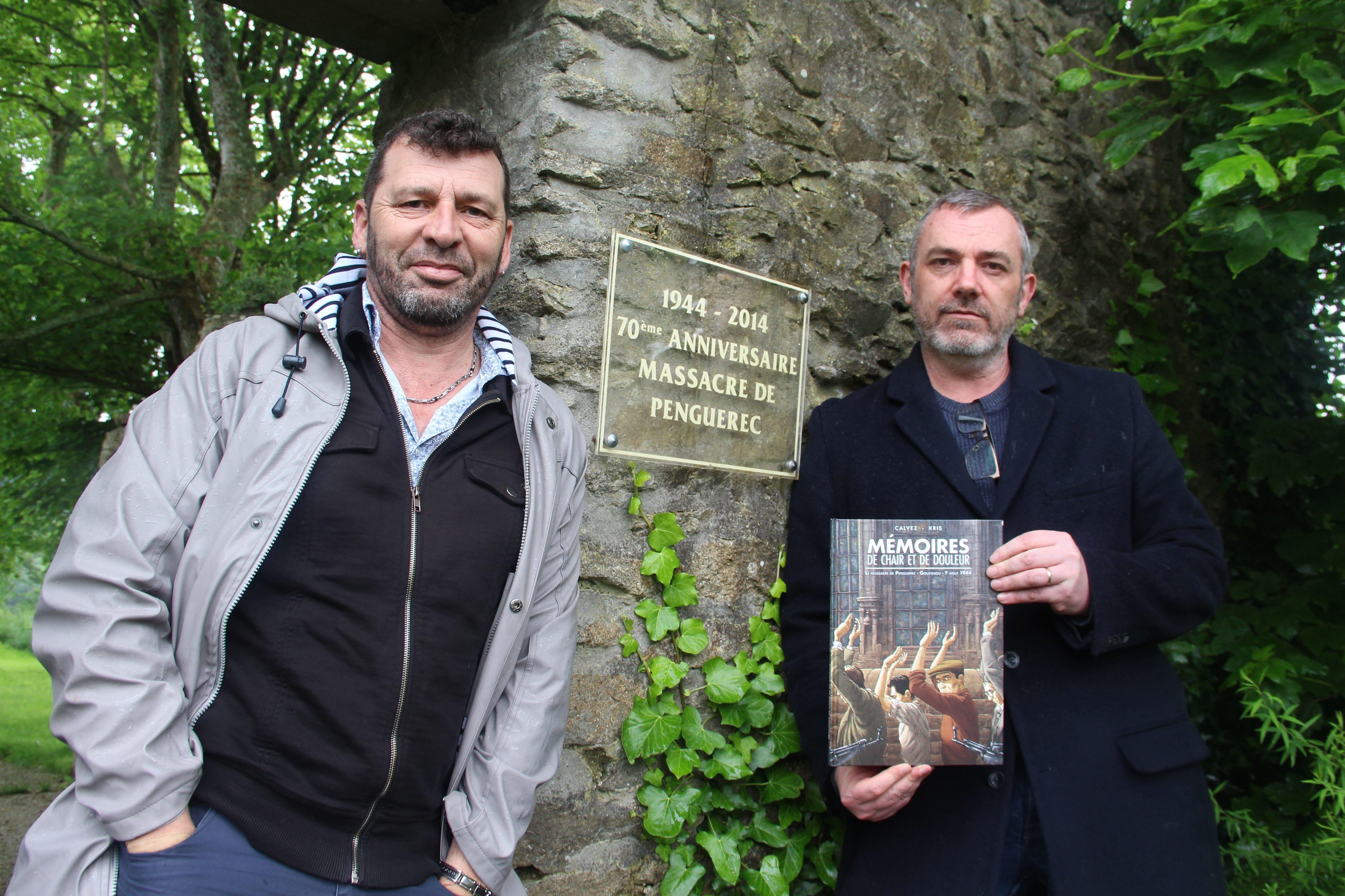 Sur une demande de la mairie de Gouesnou, Kris et Florent Calvez, deux auteurs de BD, viennent de publier un ouvrage retraçant le massacre de Penguérec. LP/Nora Moreau
