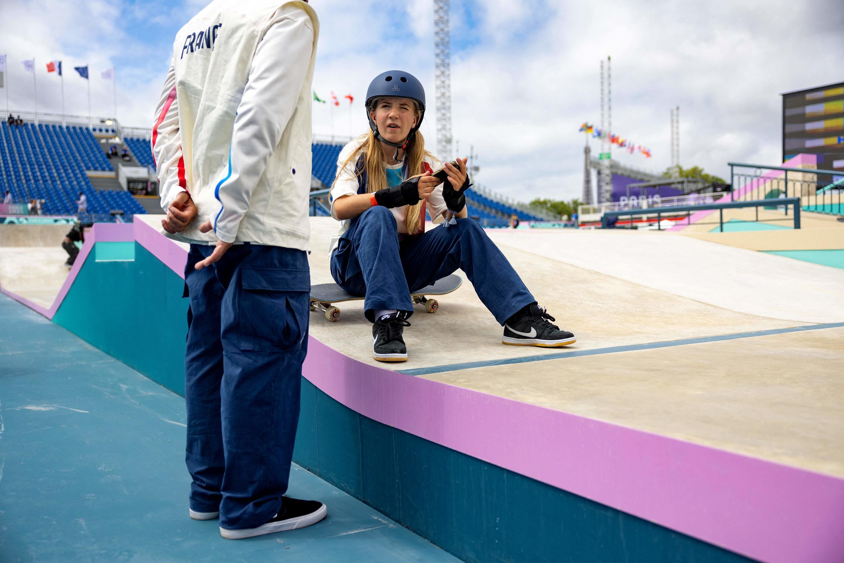 À l'âge de 14 ans, la skateboardeuse Lucie Schoonheere va disputer ses premiers Jeux olympiques. AFP/Odd ANDERSEN