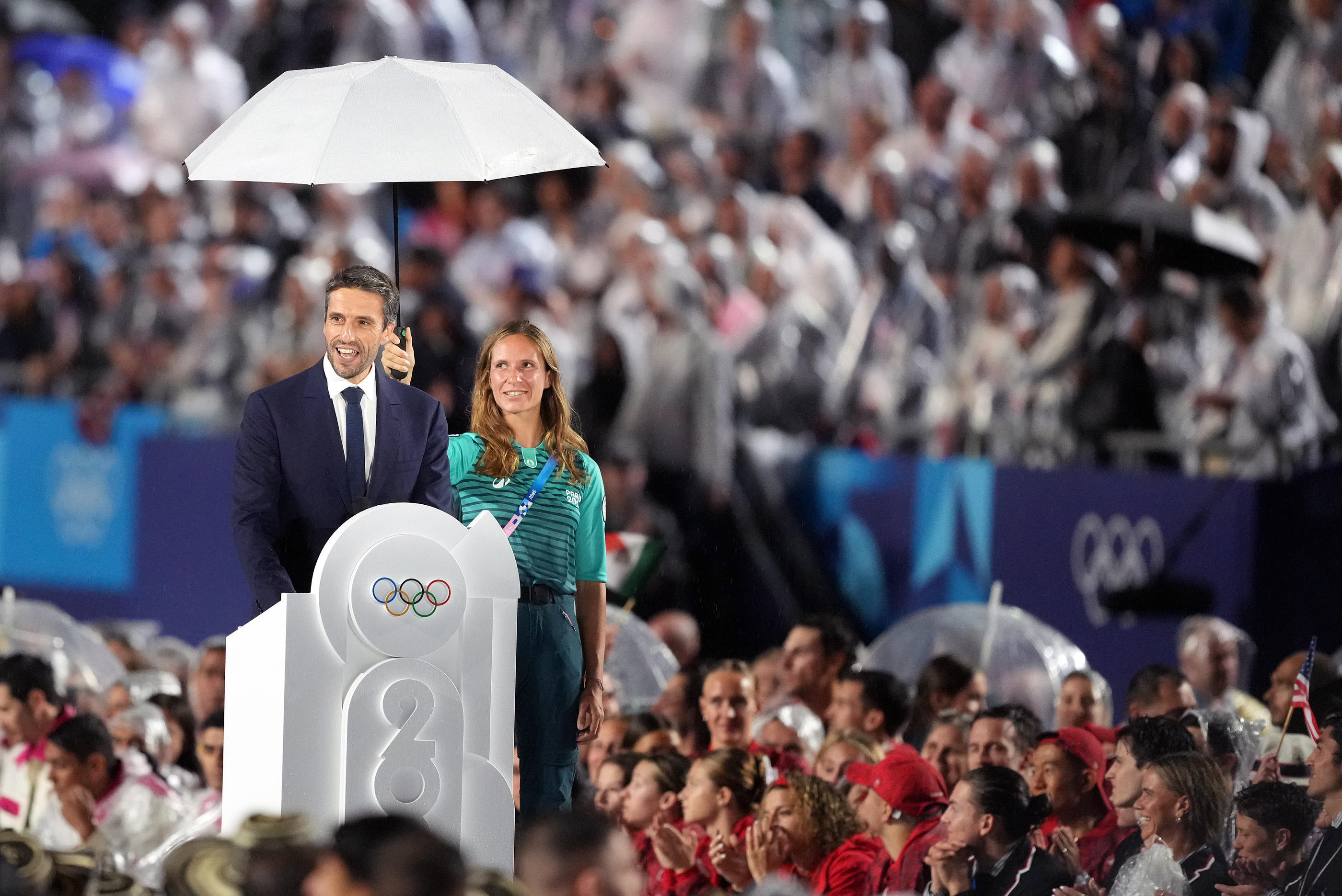 Tony Estanguet, ici lors de la cérémonie d'ouverture des Jeux de Paris 2024, s'est voulu rassurant et enjoué après les deux premiers jours d'épreuves. (Icon Sport/Wang Yuguo)