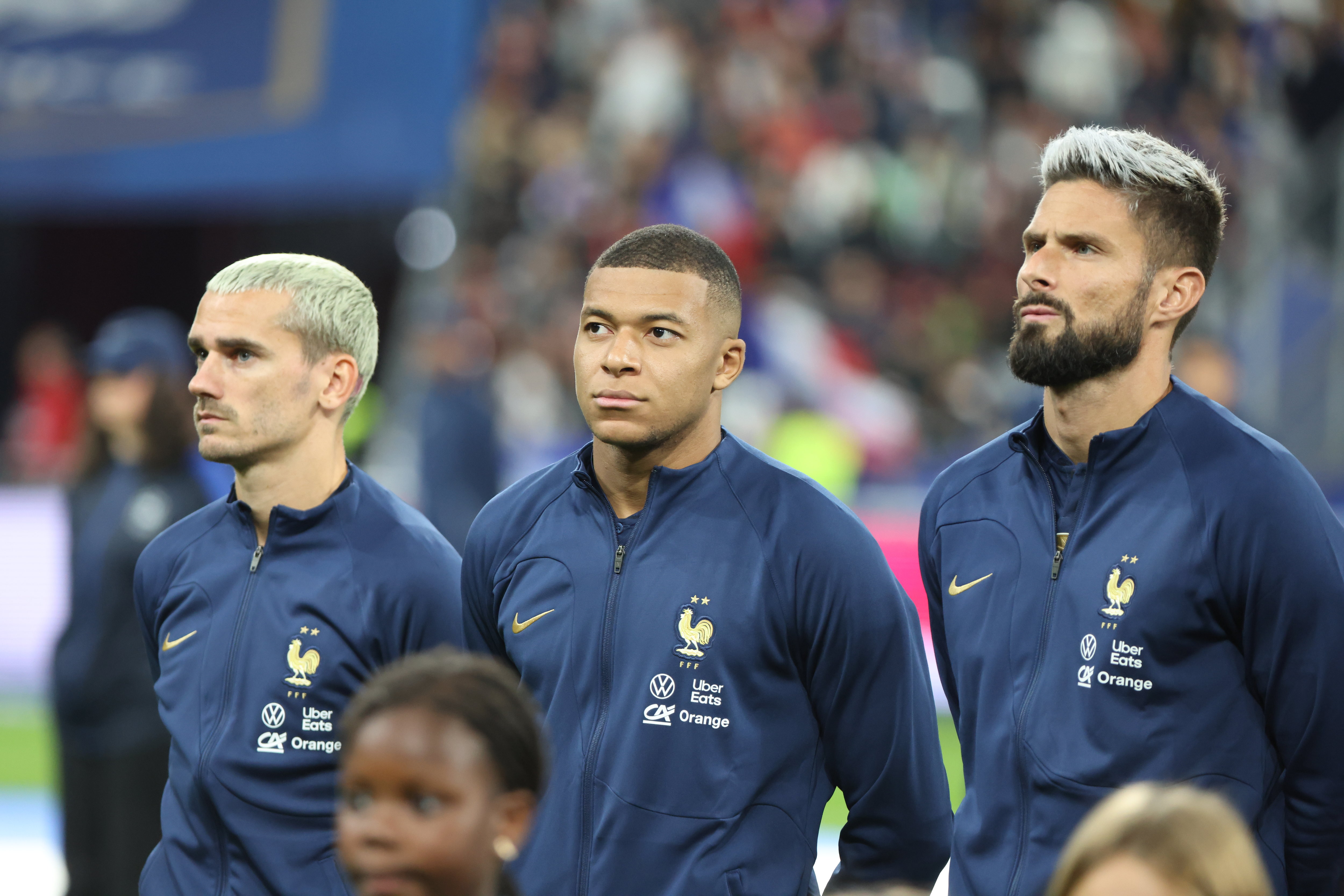 Thierry Henry pense à l'attaque des Bleus pour les Jeux olympiques. Il aimerait réunir Griezmann, Mbappé et Giroud, ici en septembre 2022 contre l'Autriche. LP/Arnaud Journois