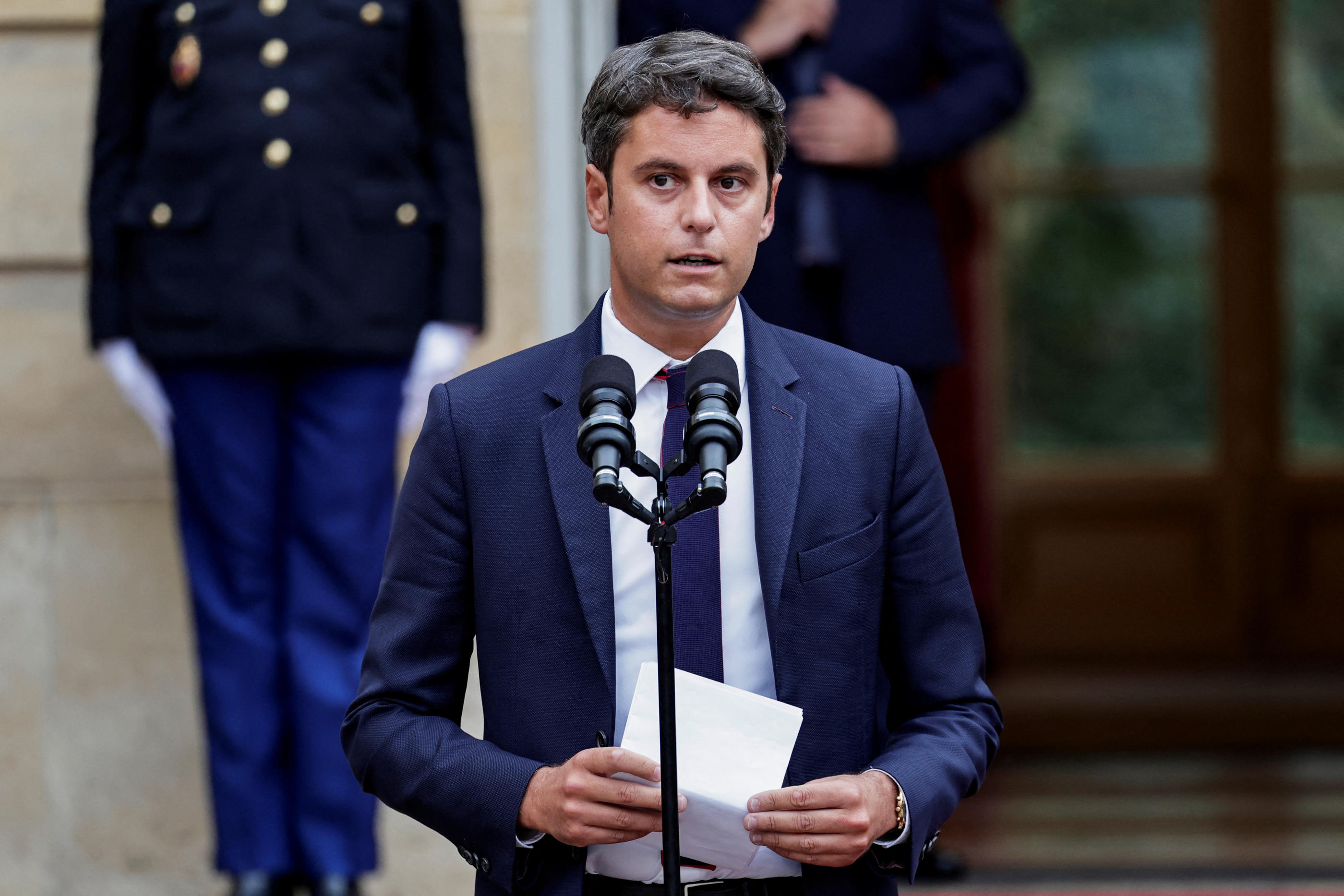 Le chef des députés Ensemble pour la République et ancien Premier ministre Gabriel Attal, ici le 5 septembre à Matignon. Reuters/Stéphane De Sakutin