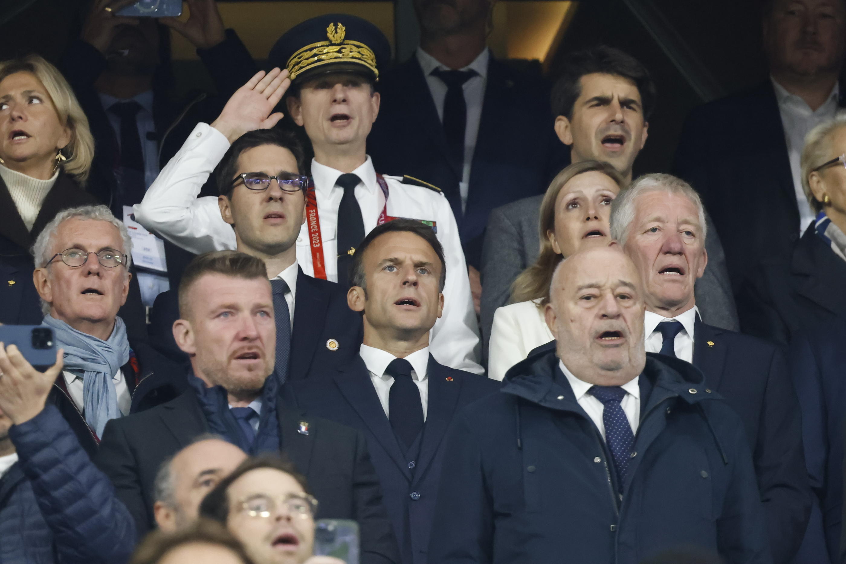 Emmanuel Macron, ici dimanche soir au Stade de France, a rendu visite aux salariés de France 2023 ce jeudi. Photo LP/Olivier Corsan