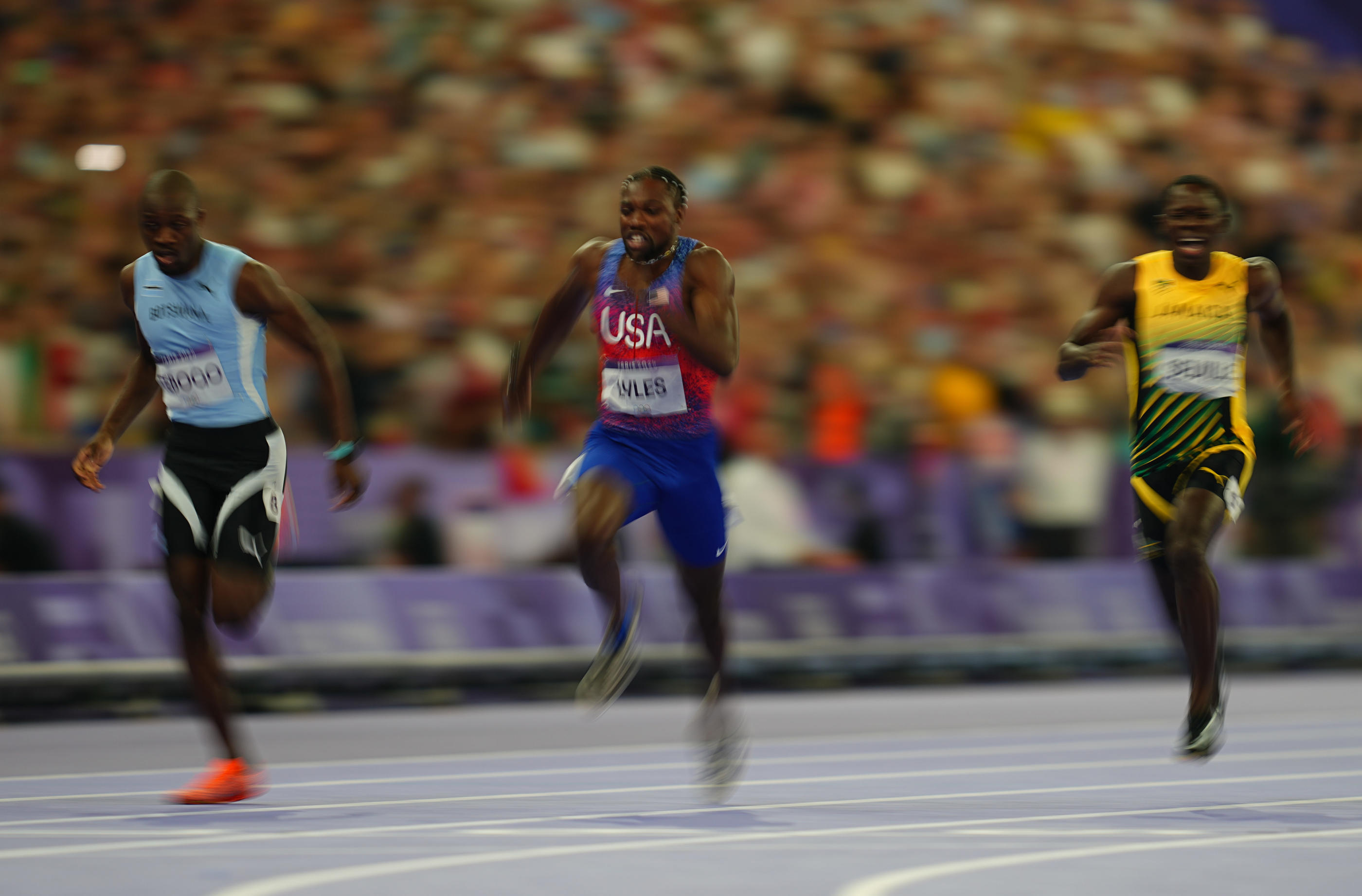 À l'image de Noah Lyles (ici au centre), l'homme de Néandertal était un «sprinteur», comme le suggérait une étude sortie en 2018 réalisée par une équipe de paléontologues du Royaume-Uni. Icon Sport/Ulrik Pedersen