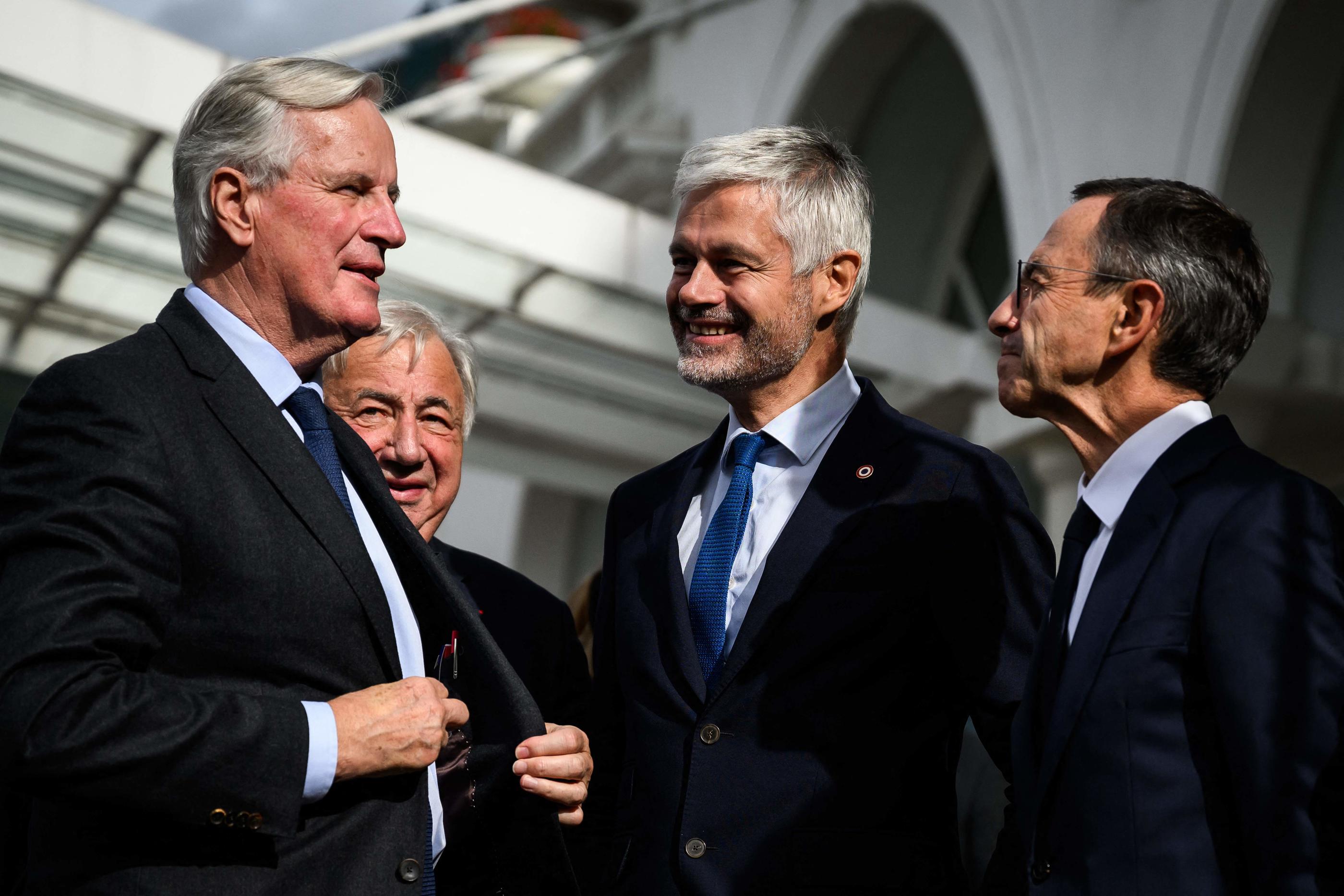 Michel Barnier s'est exprimé jeudi devant les parlementaires LR à Annecy, en Haute-Savoie. AFP/Jeff Pachoud.