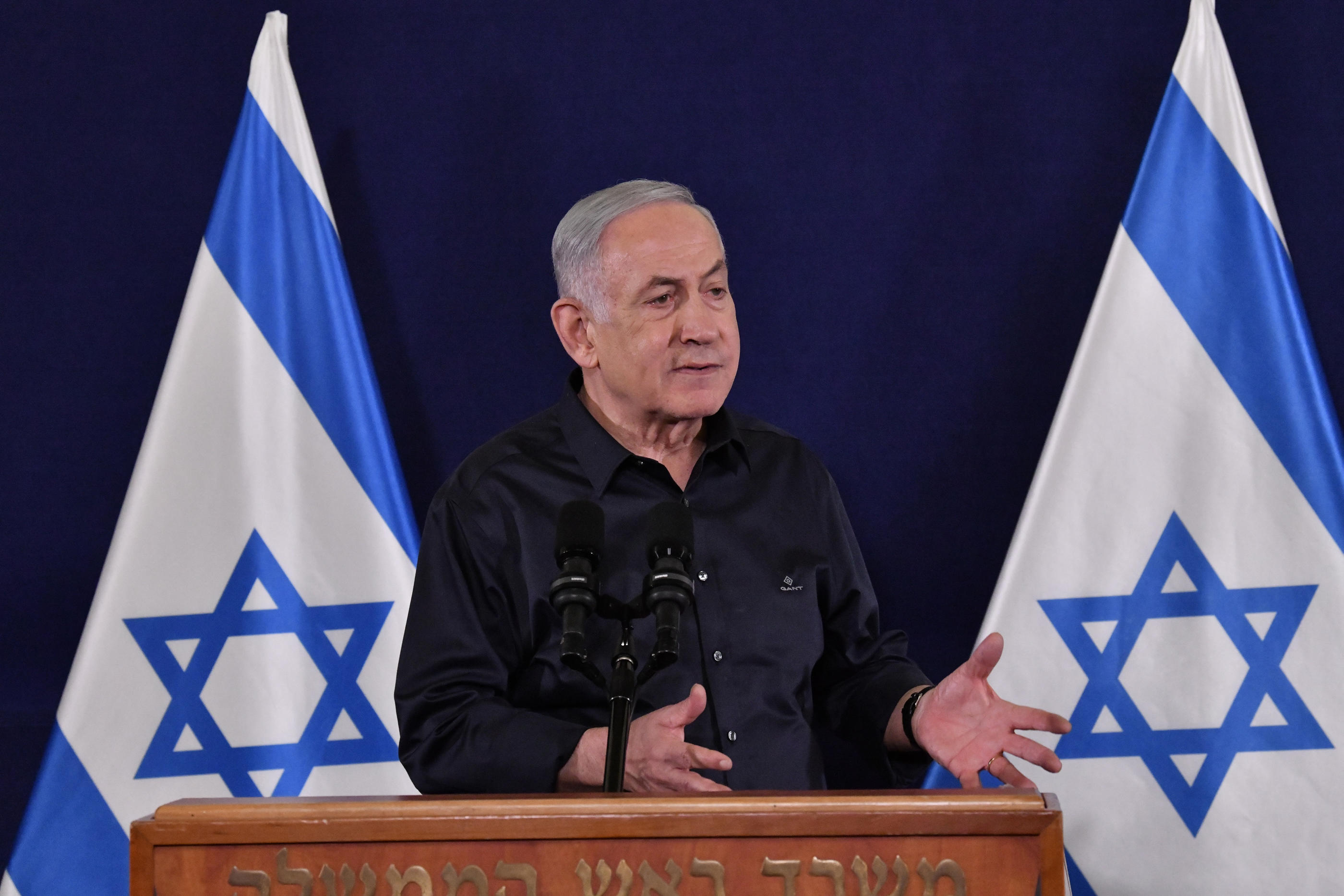 Benyamin Netanyahou s'est exprimé devant le gouvernement israélien ce soir pour évoquer l'accord sur la libération des otages. Icon sport