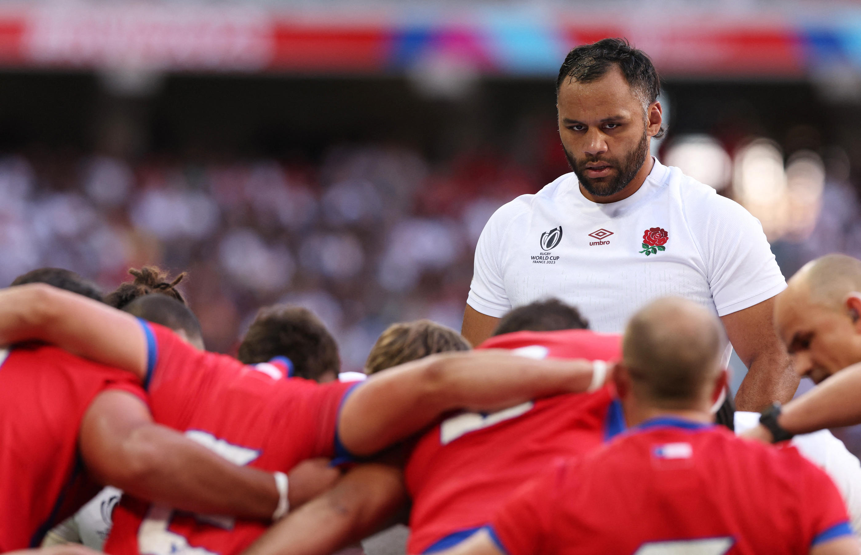 Billy Vunipola face à la mêlée chilienne. Les Anglais l'ont emporté 71-0 contre les Condors. REUTERS/Stephanie Lecocq