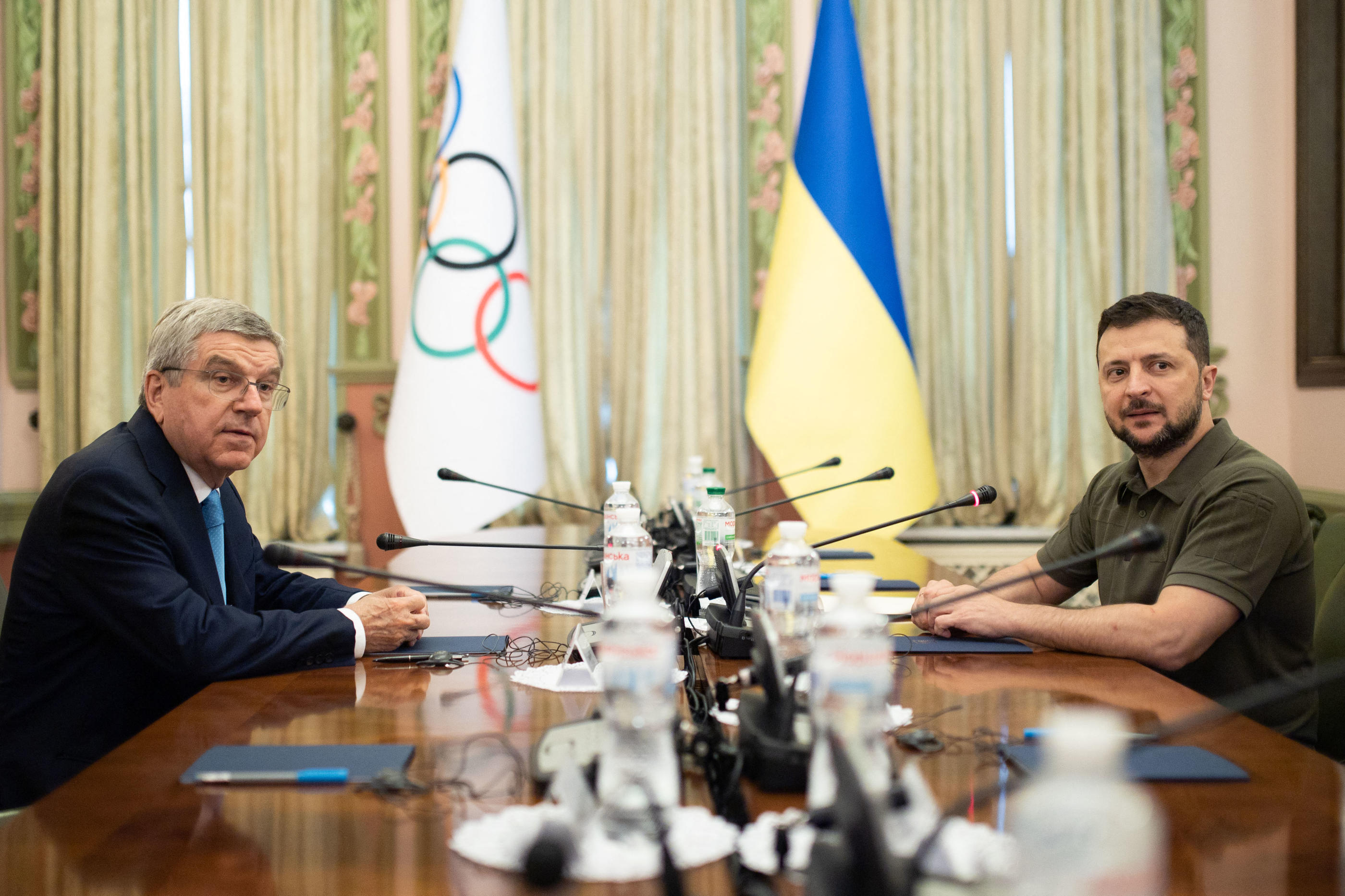 Thomas Bach, le président du Comité international olympique, avait rendu visite à Volodymyr Zelensky en juillet 2022. Abaca/Icon sport