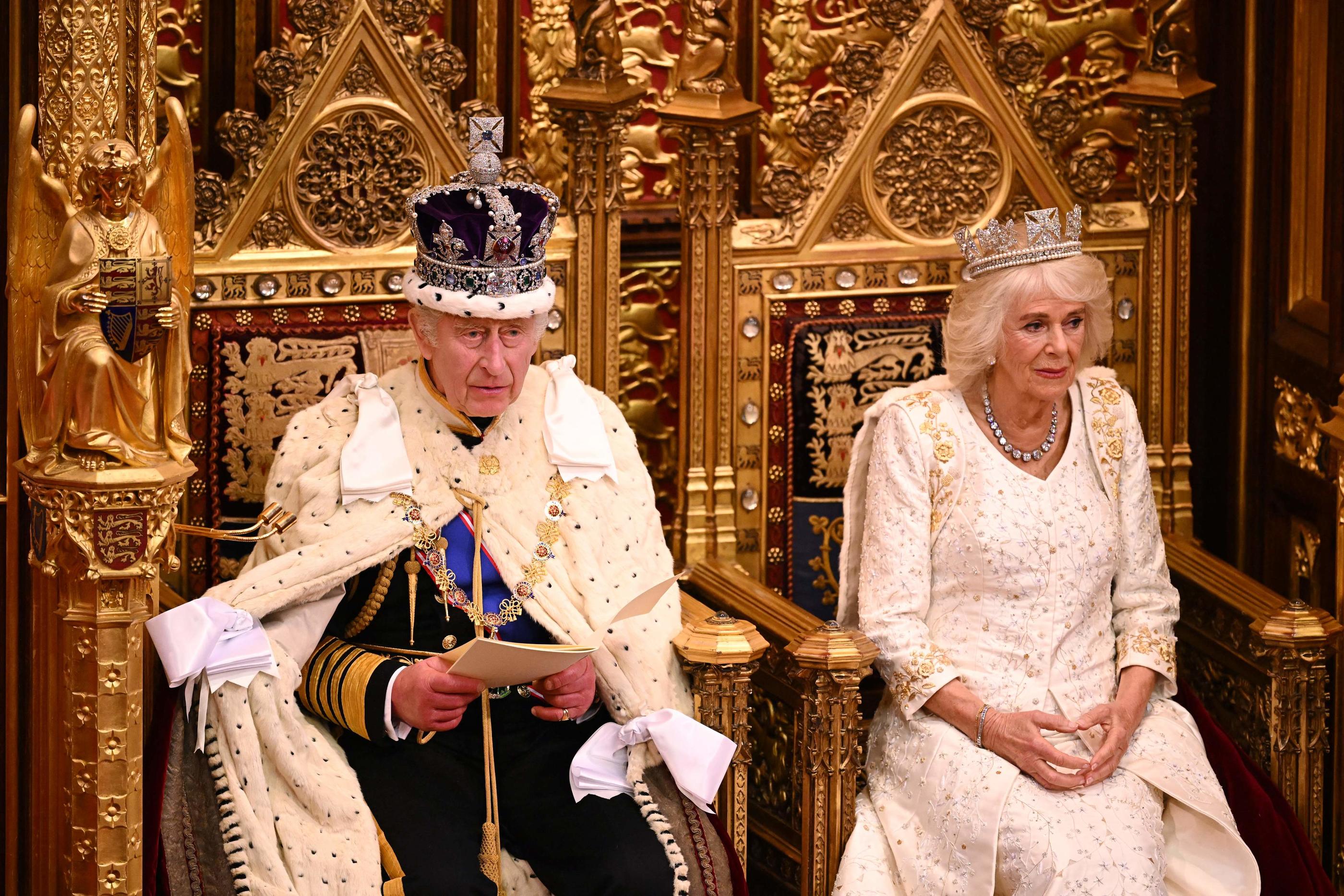 Le roi Charlles III avait prononcé son premier "discours du trône" le 7 novembre 2023, dans la chambre des Lors, au Parlement à Londres. AFP / Leon Neal