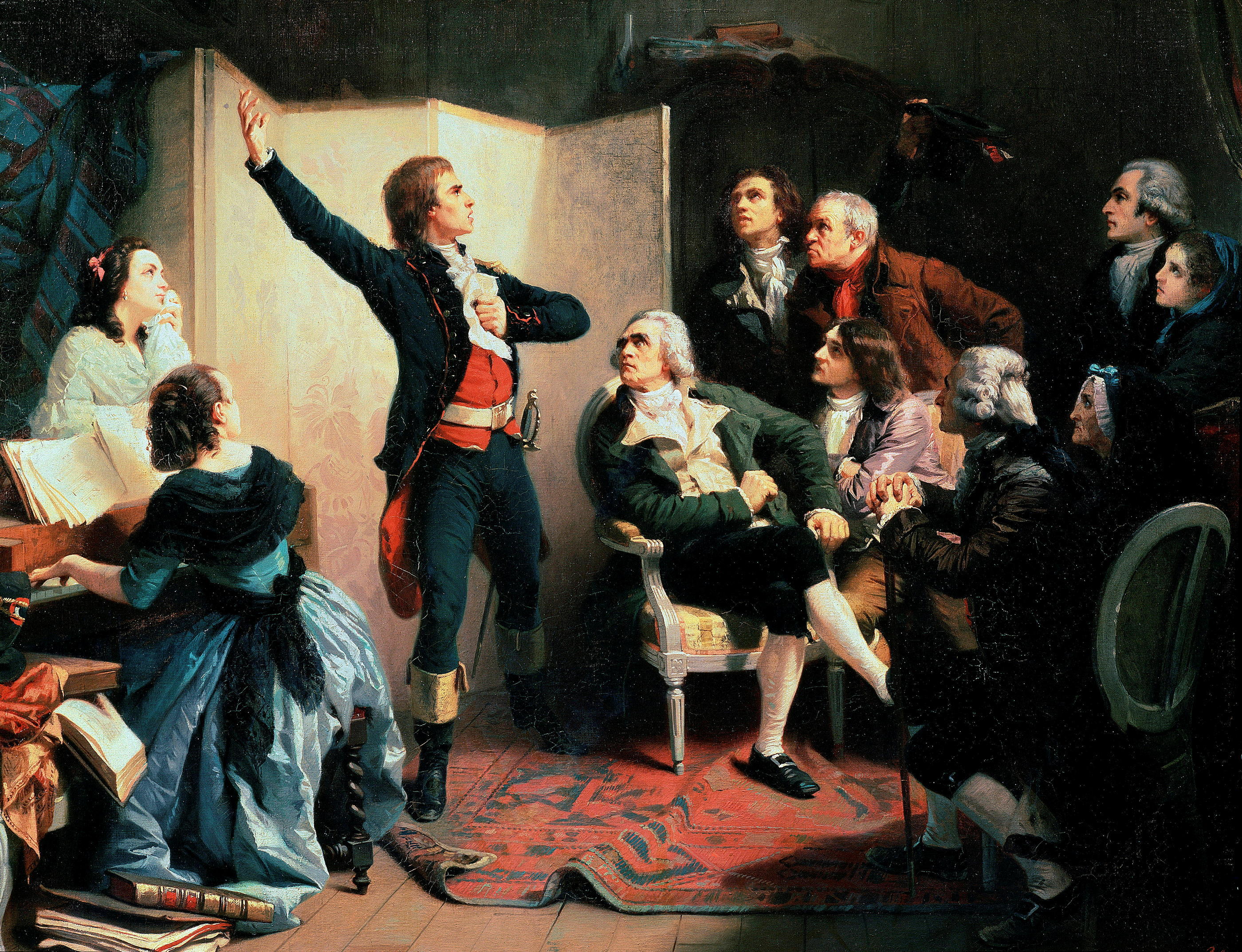 «Rouget de L'Isle chantant pour la première fois La Marseillaise» à Strasbourg, le 26 avril 1792, huile sur toile du peintre Isidore Pils (1849). Photo Leemage via AFP