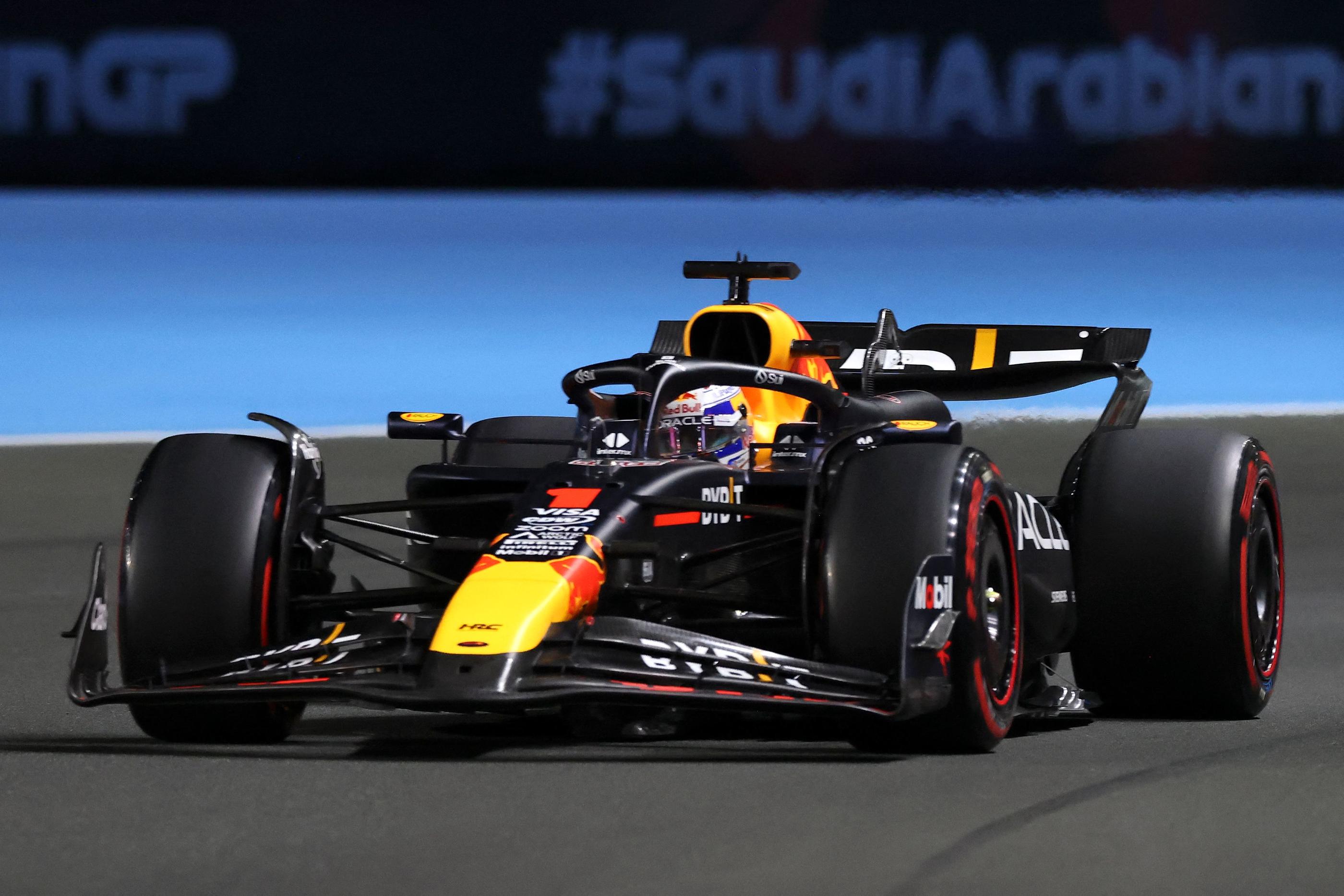 Max Verstappen s'est imposé sans trembler lors des qualifs du GP d'Arabie saoudite et s'élancera samedi en pole position. AFP/Joseph Eid