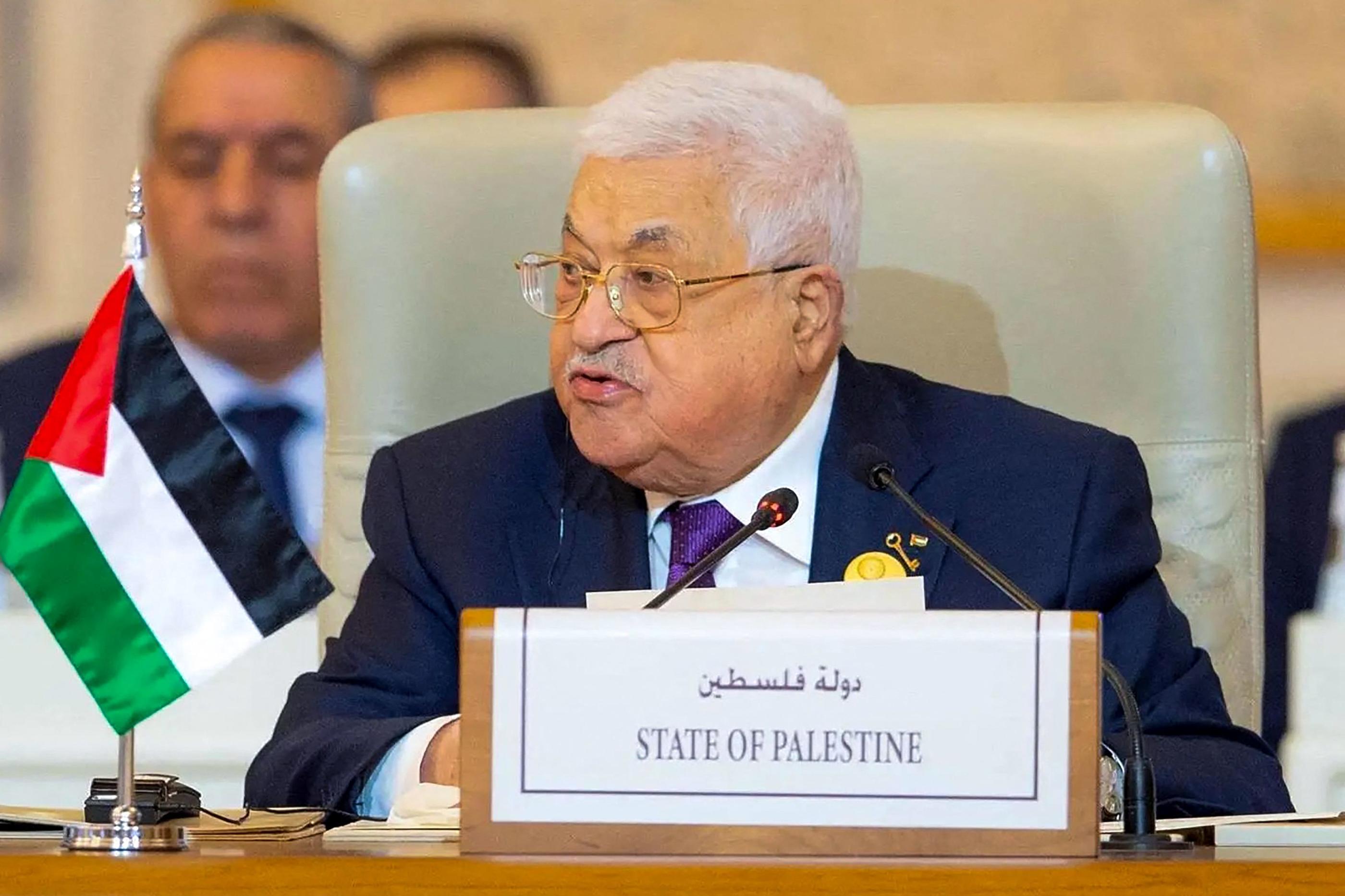 Le président palestinien Mahmoud Abbas lors d'une réunion d'urgence de la Ligue arabe à Riyad (Arabie Saoudite) le 11 novembre 2023. AFP / Agence de presse saoudienne