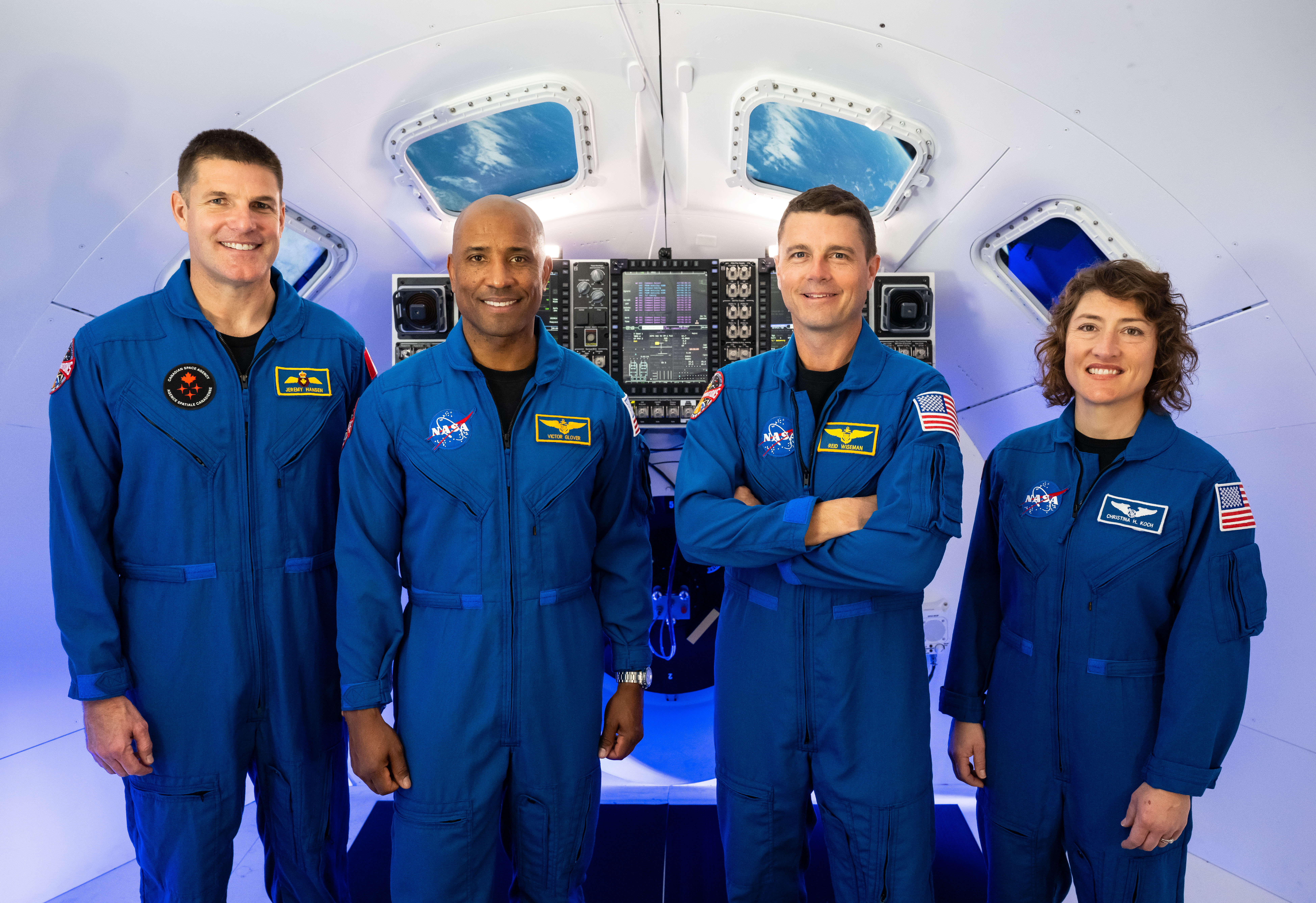 Les quatre astronautes de la mission Artemis II : Jeremy Hansen, Victor Glover, Reid Wiseman et Christina Koch. NASA/James Blair