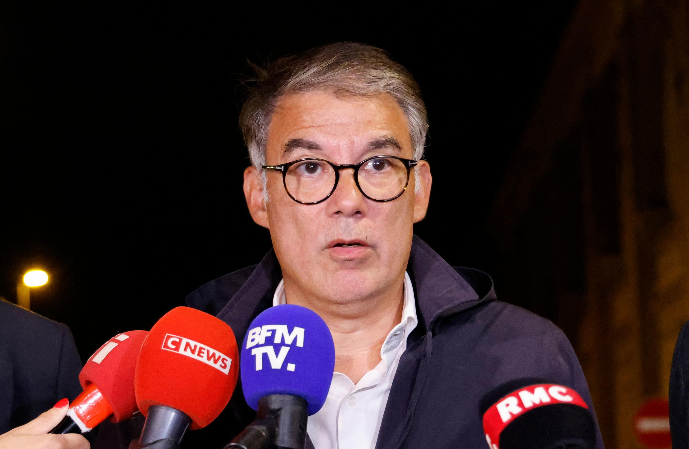 Olivier Faure, premier secrétaire du PS. Le parti reste divisé en interne sur l'accord de la Nupes conclu avec LFI, EELV et le PCF en mars 2022. AFP/Ludovic MARIN