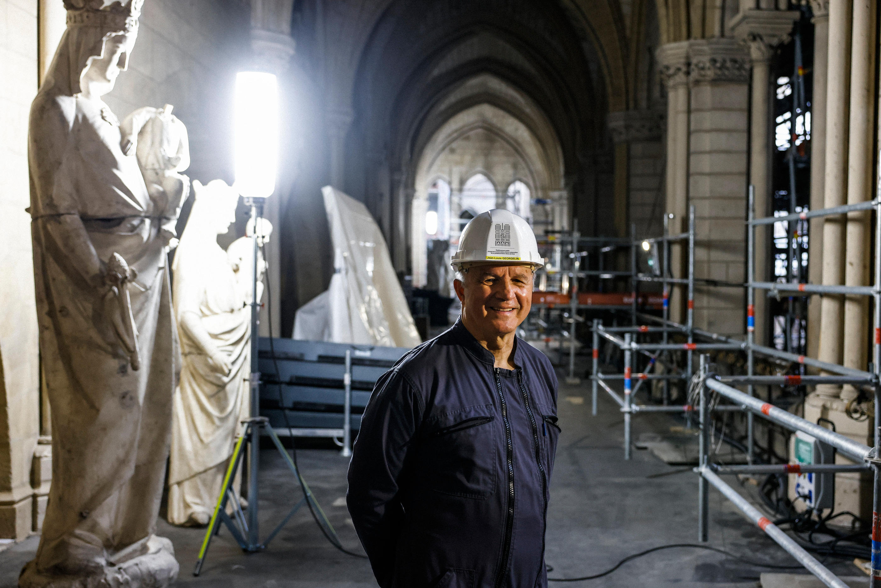 Le général Jean-Louis Georgelin, ici en avril 2021 à Notre-Dame, pilotait le chantier de reconstruction de la cathédrale. LP/Olivier Corsan