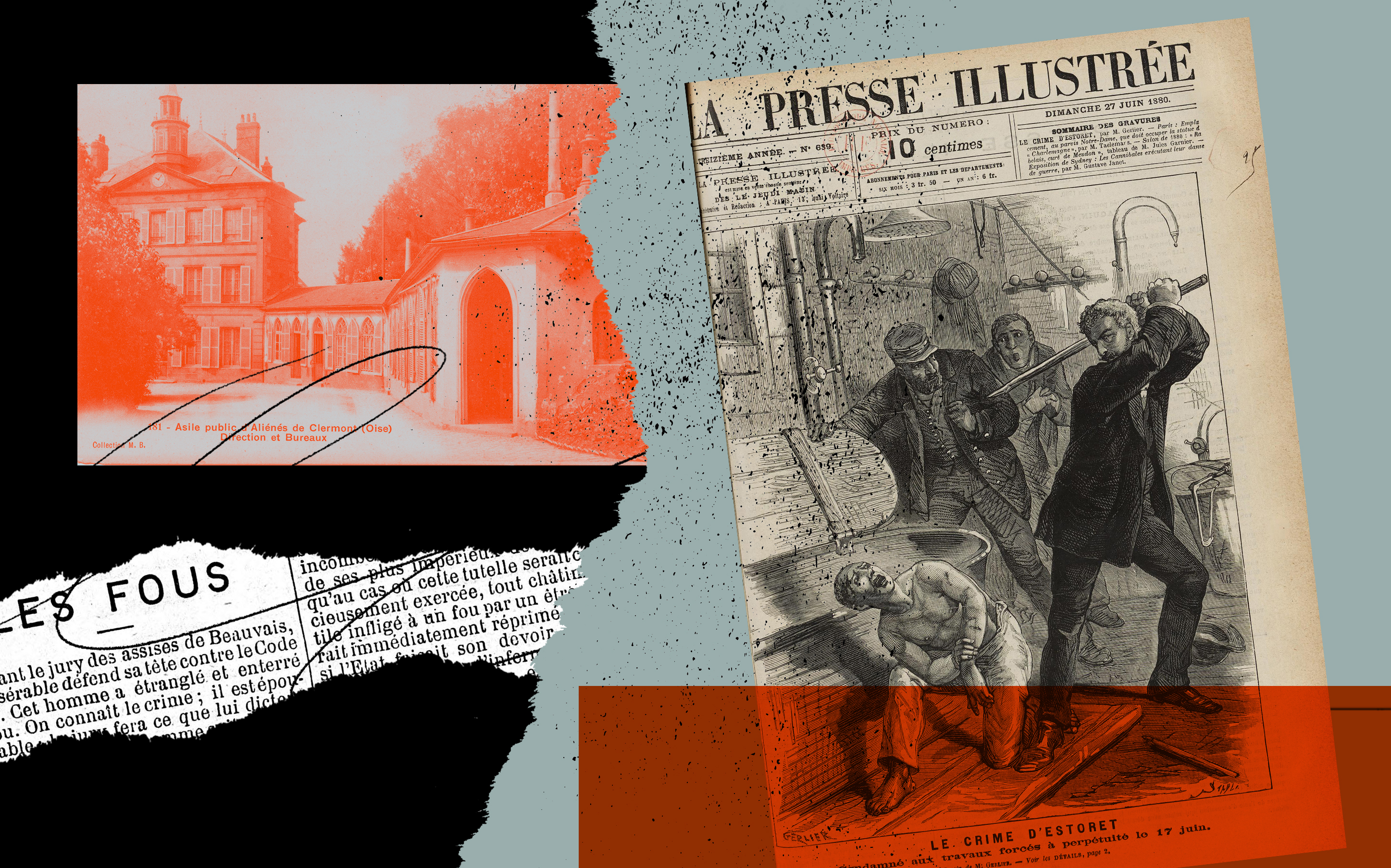 L’affaire Estoret est suivie par l'ensemble de la presse française, comme en témoigne la une de l'hebdomadaire la Presse illustrée du 27 juin 1880. Montage LP