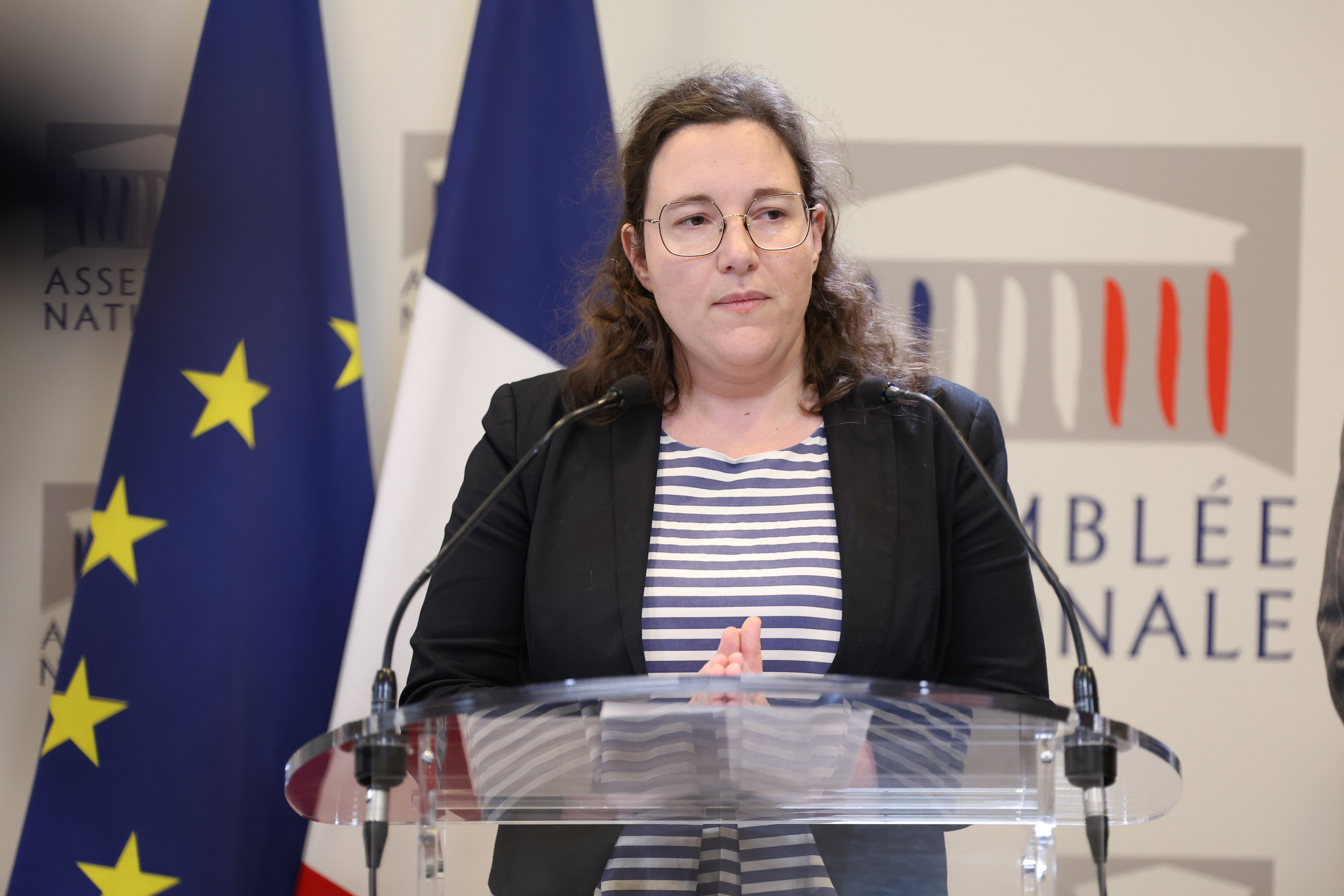 Cyrielle Chatelain, la patronne des députés EELV à l'Assemblée nationale.  LE PARISIEN / ARNAUD JOURNOIS