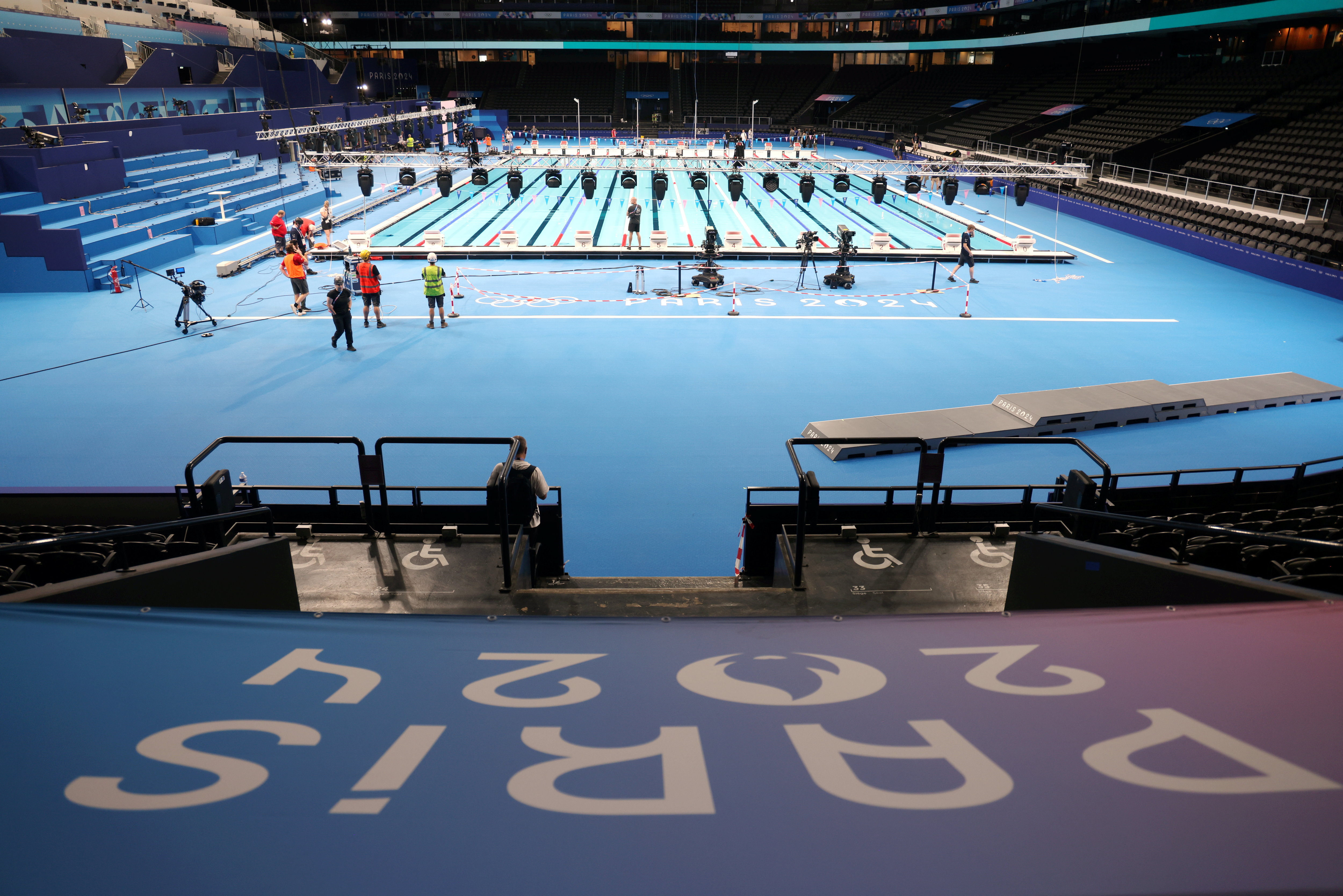 Paris Défense Arena, à Nanterre (Hauts-de-Seine), est désormais prête à accueillir les épreuves de natation des Jeux olympiques. LP/Jean-Baptiste Quentin