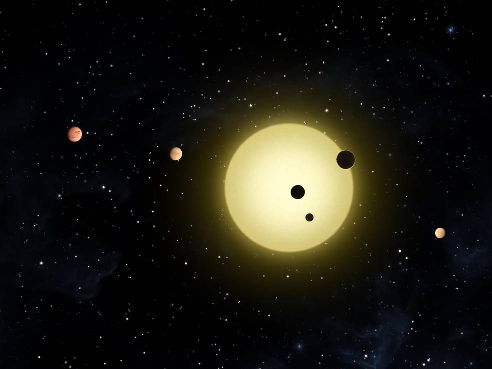Vue d'artiste d'un système à six planètes, ici Kepler-11. Nasa/Tim Pyle