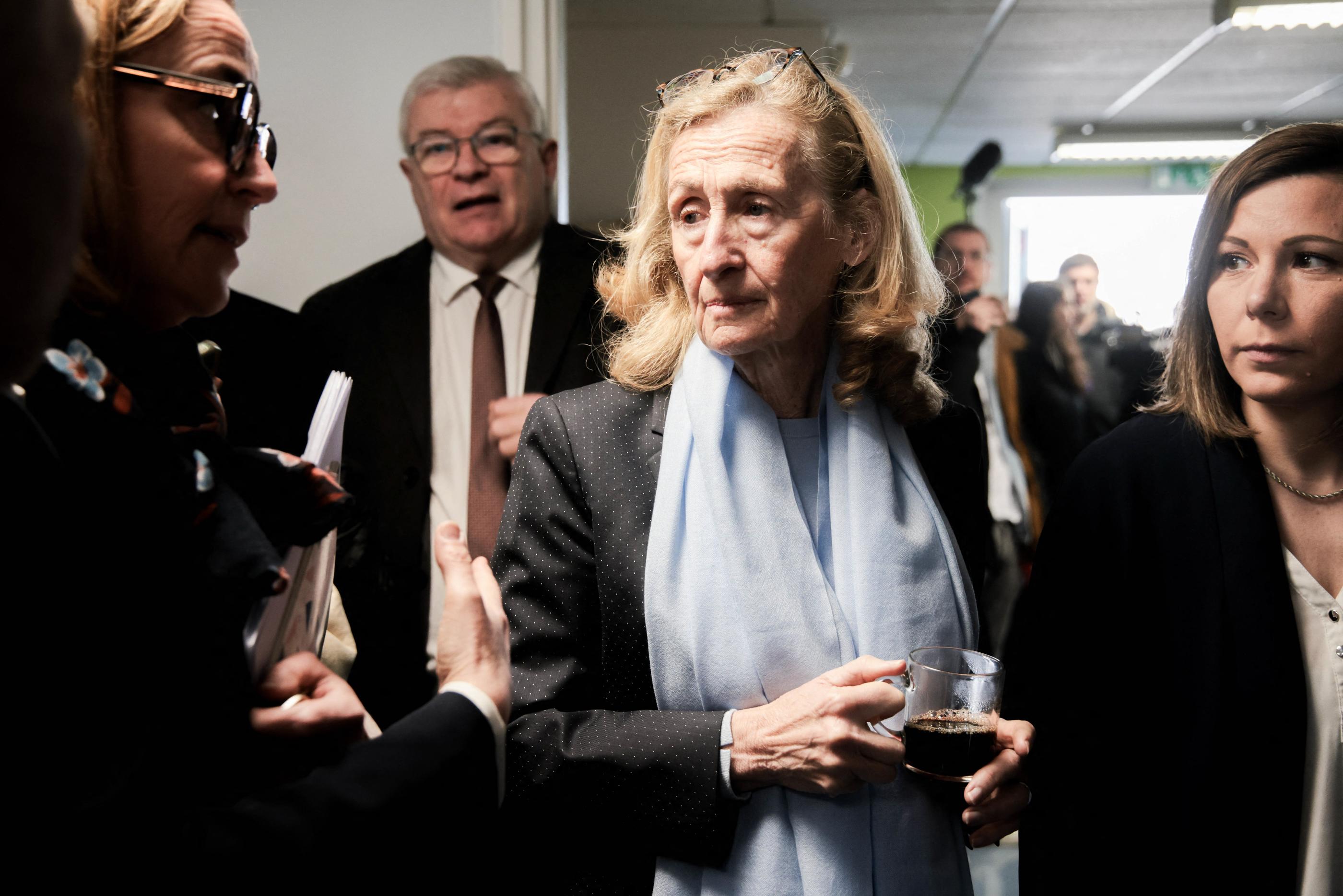 Reims (Marne), le 12 février 2024. Nicole Belloubet s'est rendue au collège Robert-Schuman pour son premier déplacement en tant que ministre de l'Education. PhotoPQR/L'Union de Reims/Rémi Wafflart