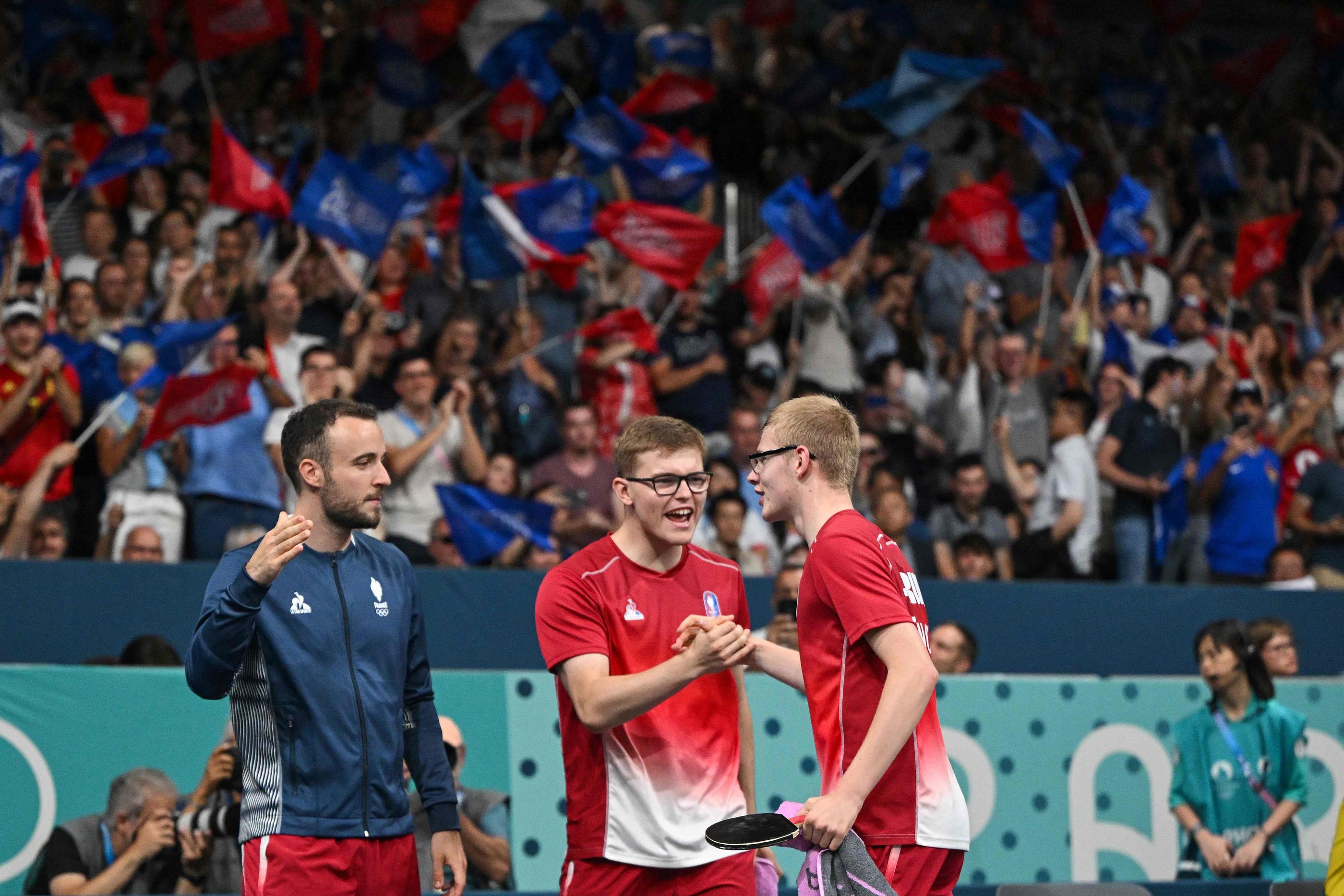 Les frères Lebrun et l'équipe de France se sont qualifiés en demi-finales des Jeux (AFP/ Jung Yeon-Je).