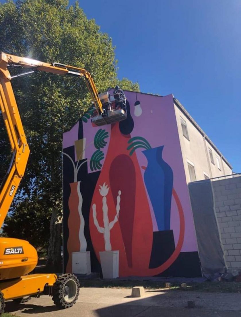 <b></b> Lieusaint, mercredi 26 septembre. La fresque sera inaugurée vendredi 28 septembre à 16 h 30. 