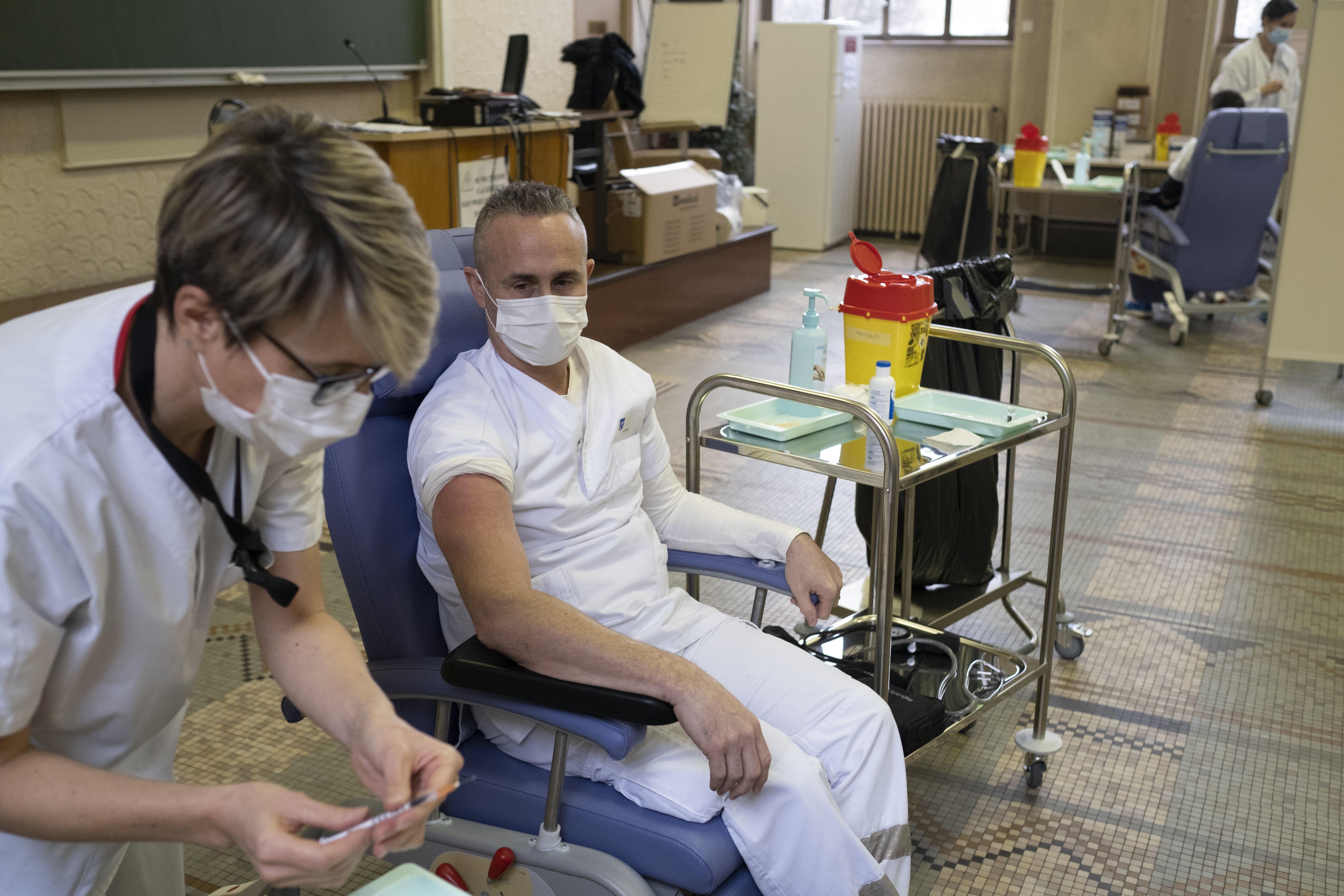 La vaccination contre le Covid-19 a débuté en janvier 2021, comme ici pour les soignants au CHU de Nancy (Meurthe-et-Moselle). LP/Arnaud Dumontier