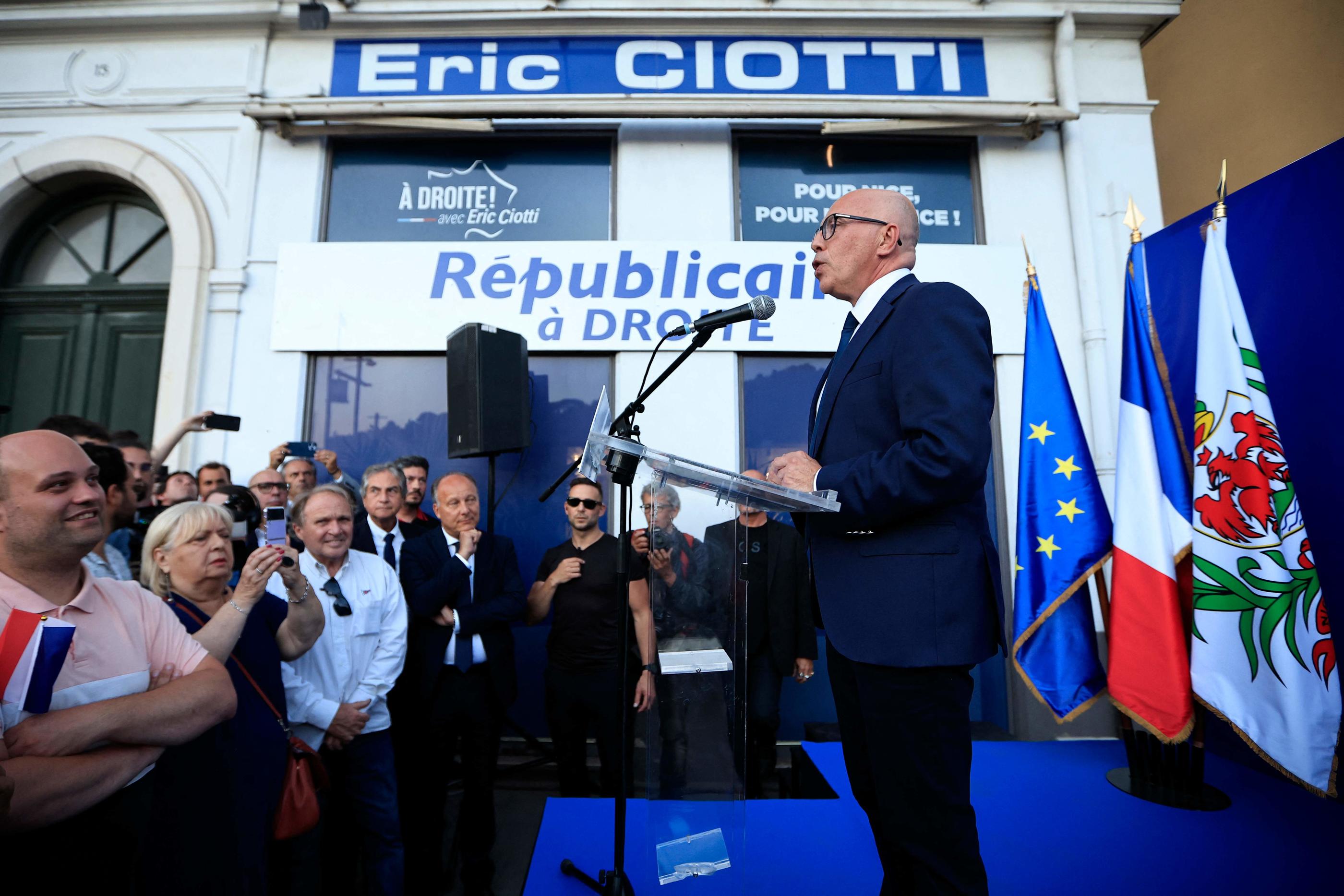 Éric Ciotti récolte 41,5 % des suffrages au premier tour ce 30 juin, loin devant ses 32 % obtenus aux législatives de 2022. AFP/Valery Hache