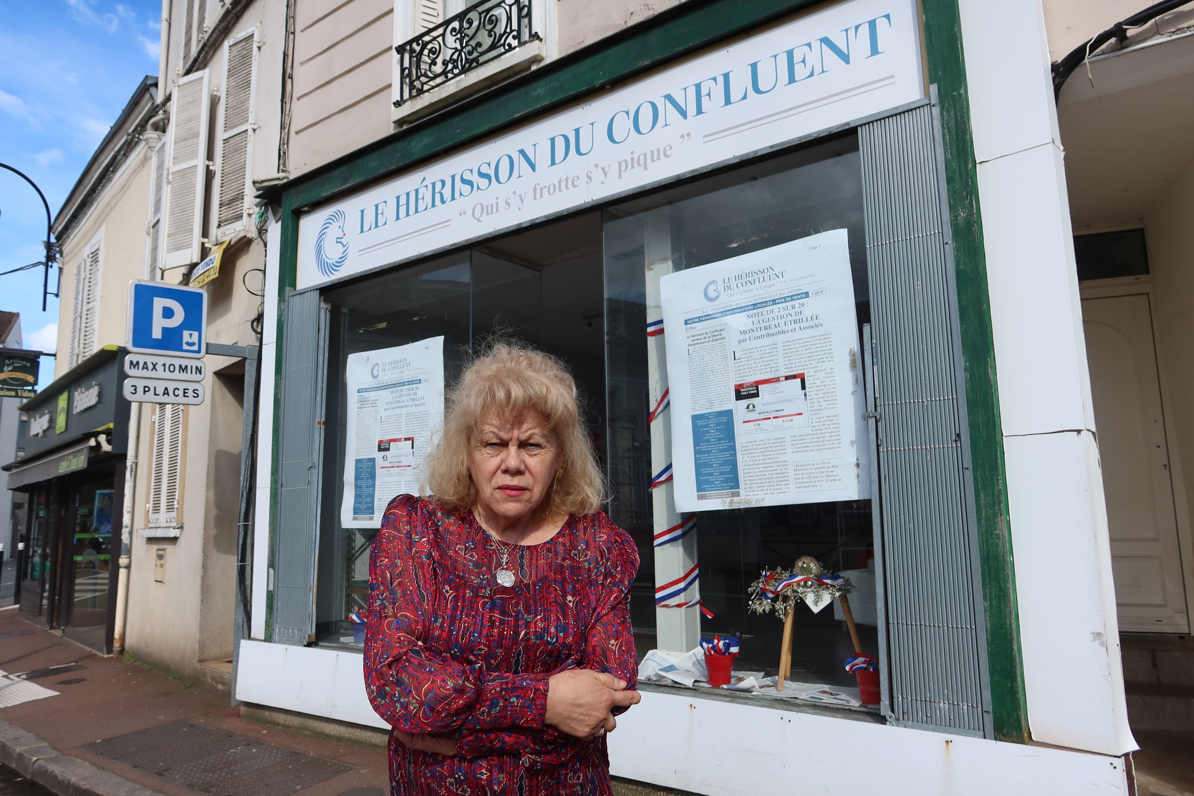 Montereau-Fault-Yonne, le 16 mai 2024. La journaliste Gisèle Le Guen, qui écrit dans le mensuel "Le Hérisson du confluent" s'est vu reconnaître sept jours d'incapacité totale de travail pour stress post-traumatique après les violences et dégradations dans son local professionnel pour lesquelles Brahim O. a été condamné. LP/Sophie Bordier