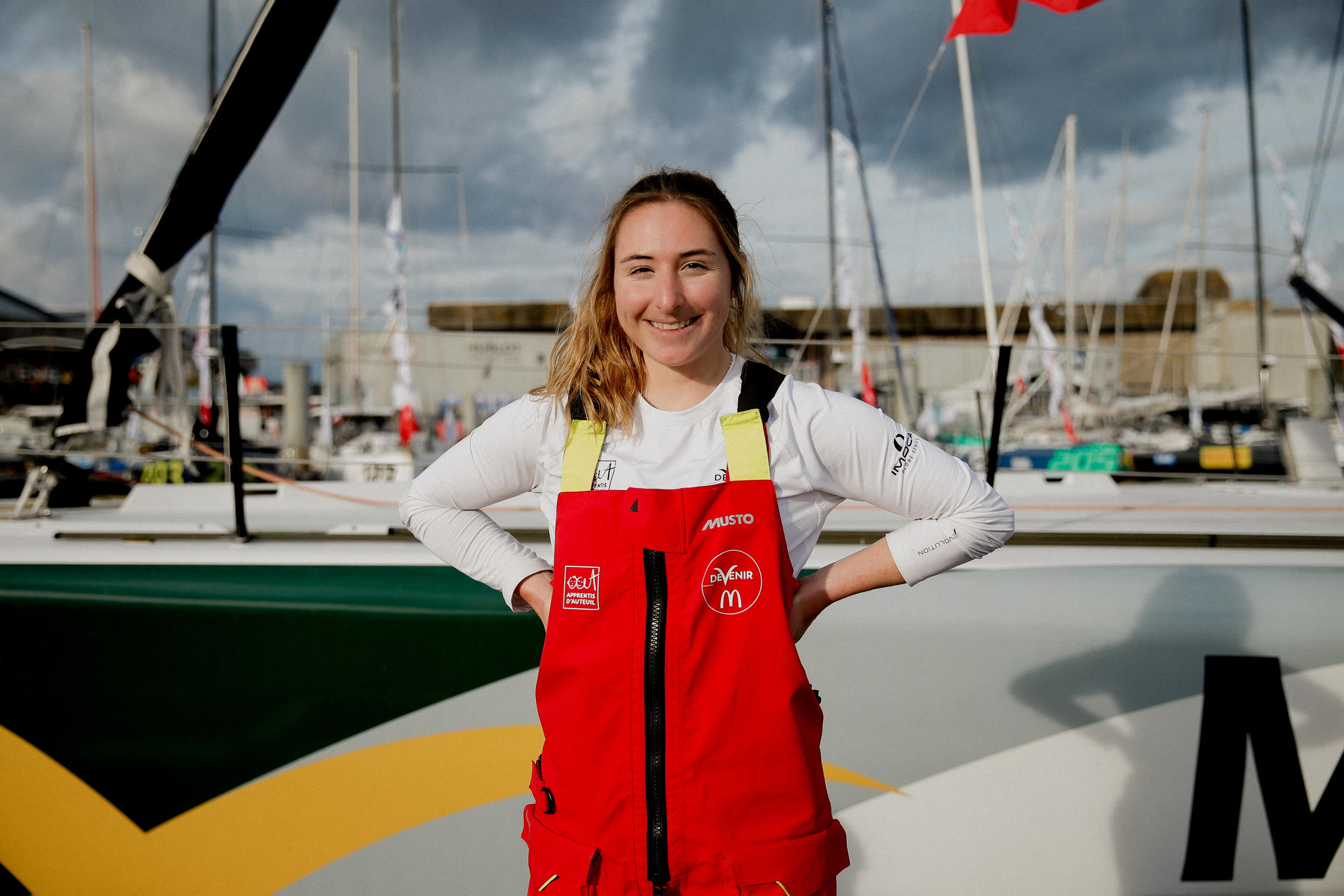 Violette Dorange le 23 avril 2024. Pour le Vendée Globe, elle naviguera avec l’ancien navire du skipper Jean Le Cam, son mentor. Abacapresse.com/Marie-Paola Bertrand-Hillion