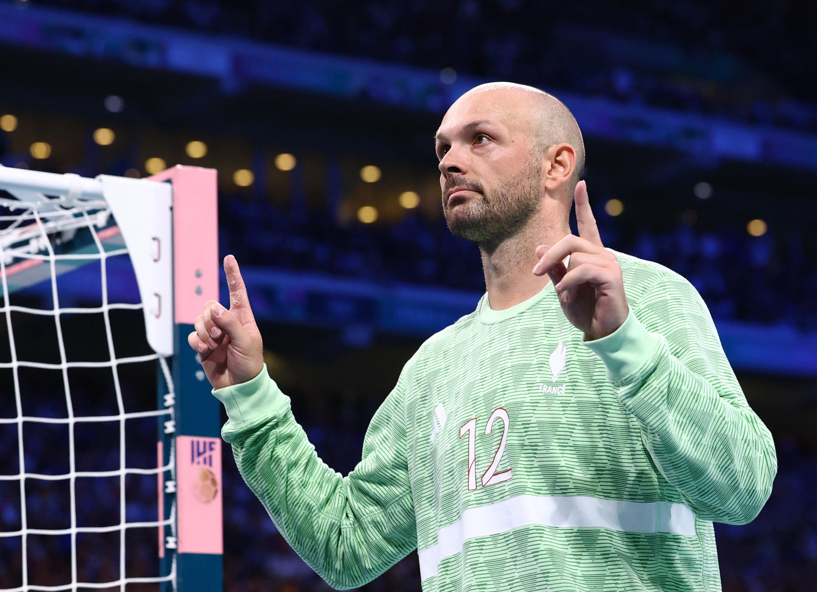 Vincent Gérard a joué son dernier match de handball ce mercredi en quart de finale des JO contre l'Allemagne. Reuters/Bernadett Szabo