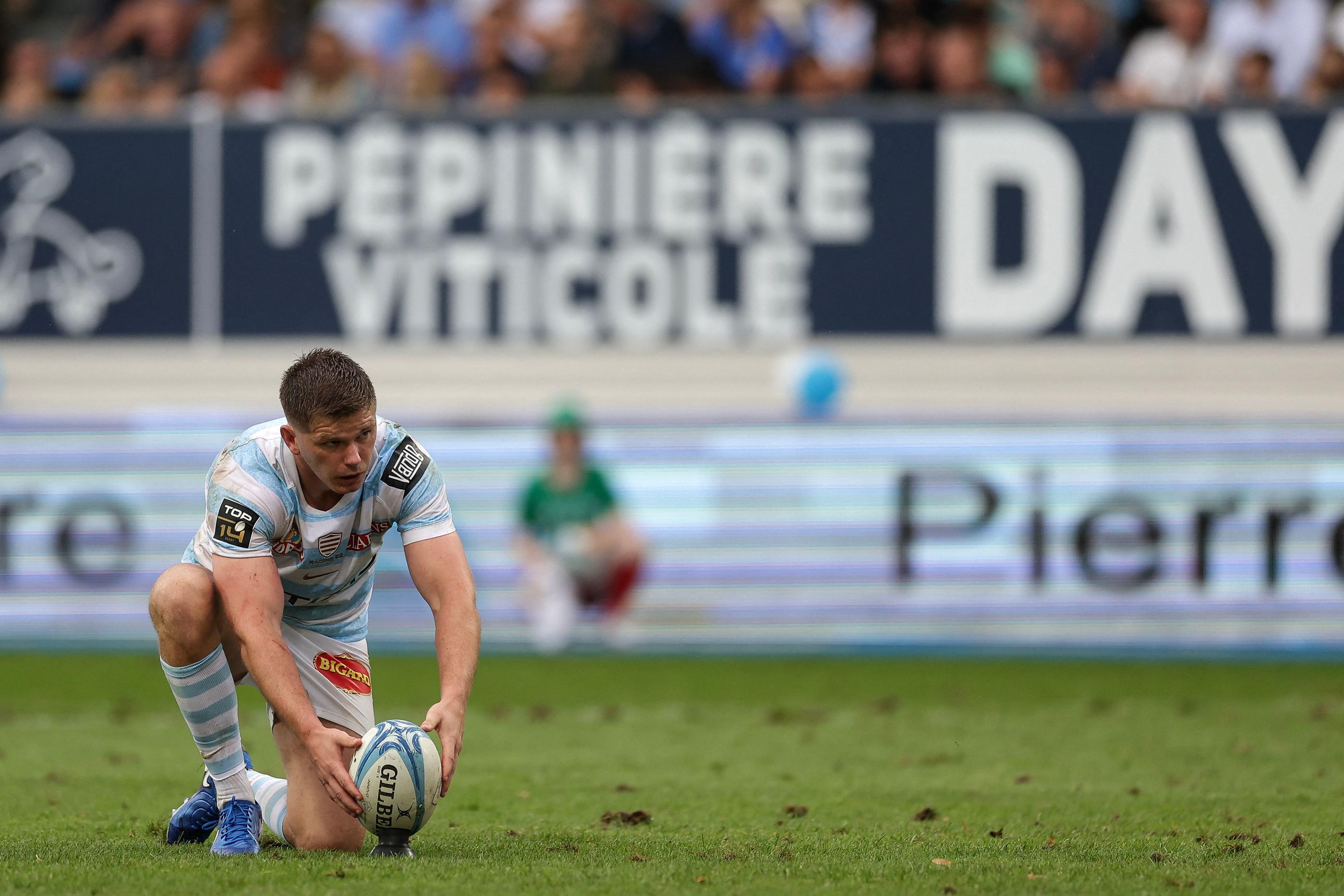 Owen Farrell disputera son deuxième match sous les couleurs du Racing 92 contre Clermont à Créteil. AFP/ Valentine Chapuis