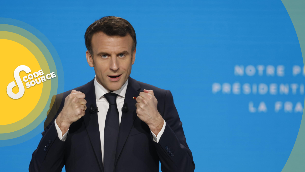 A Aubervilliers, le 17 mars 2022, Emmanuel Macron présente son programme lors d’une conférence de presse. LP/Olivier Corsan