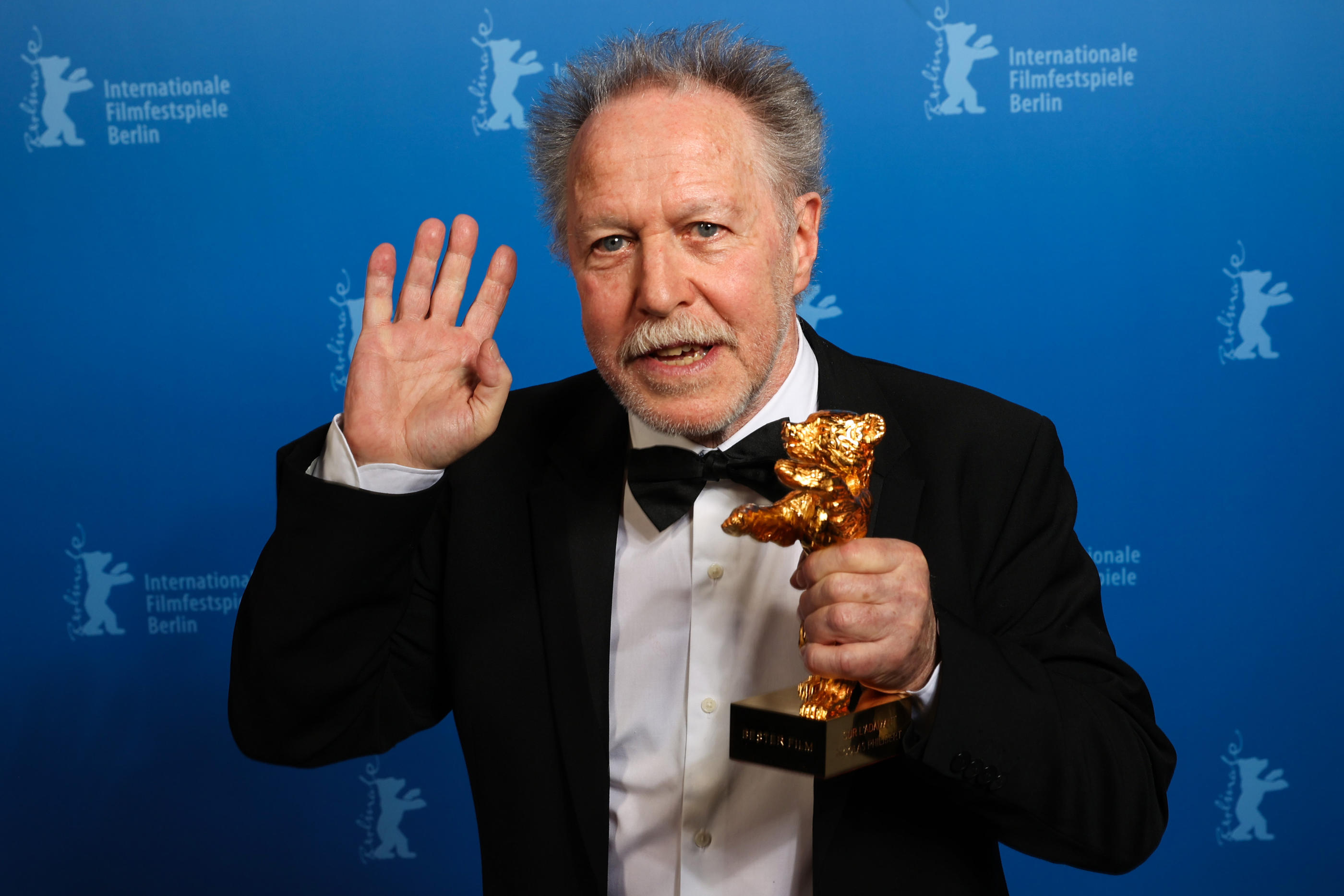 Nicolas Philibert a reçu l'Ours d'or du meilleur film à la Berlinale pour  « Sur l'Adamant ». Jörg Carstensen/ Icon sport