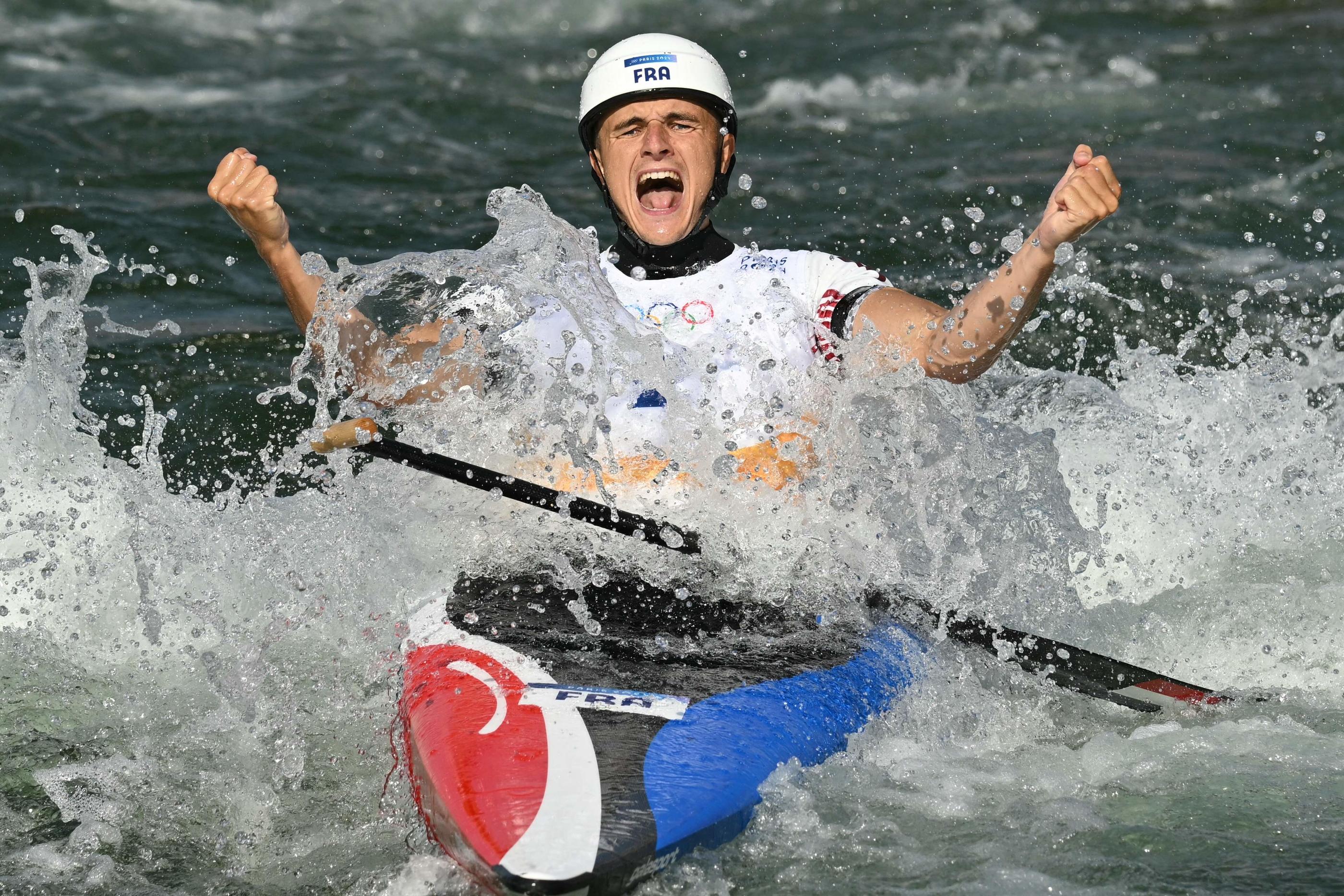 Nicolas Gestin jubile à l'issue de son parcours en finale qui lui offre la médaille d'or olympique. AFP/Bertrand Guay