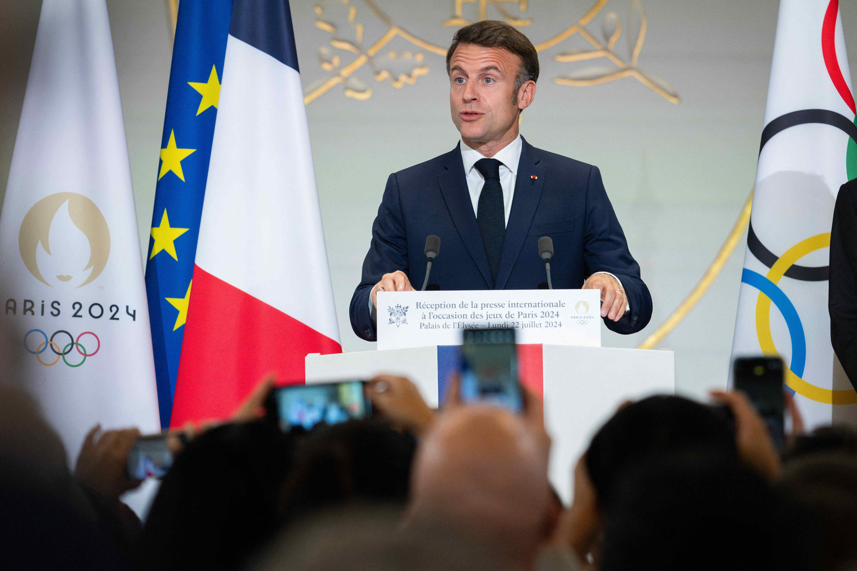 Emmanuel Macron a reçu les journalistes du monde entier à l'Elysée, ce lundi. Abaca/Icon Sport