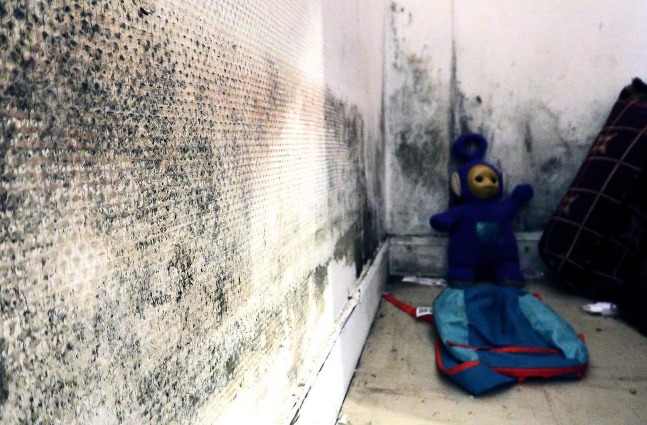 <b></b> Creil, ce lundi. Dans la chambre des enfants, de larges taches de moisissure recouvrent les murs.