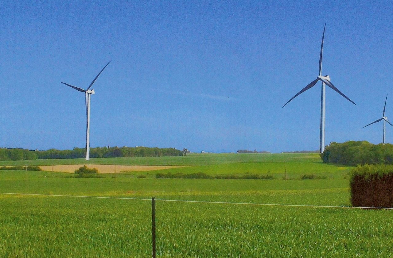<b></b> Illustration. Ce photomontage réalisé par l’association Vent de liberté montre l’impact des éoliennes sur le paysage local.
