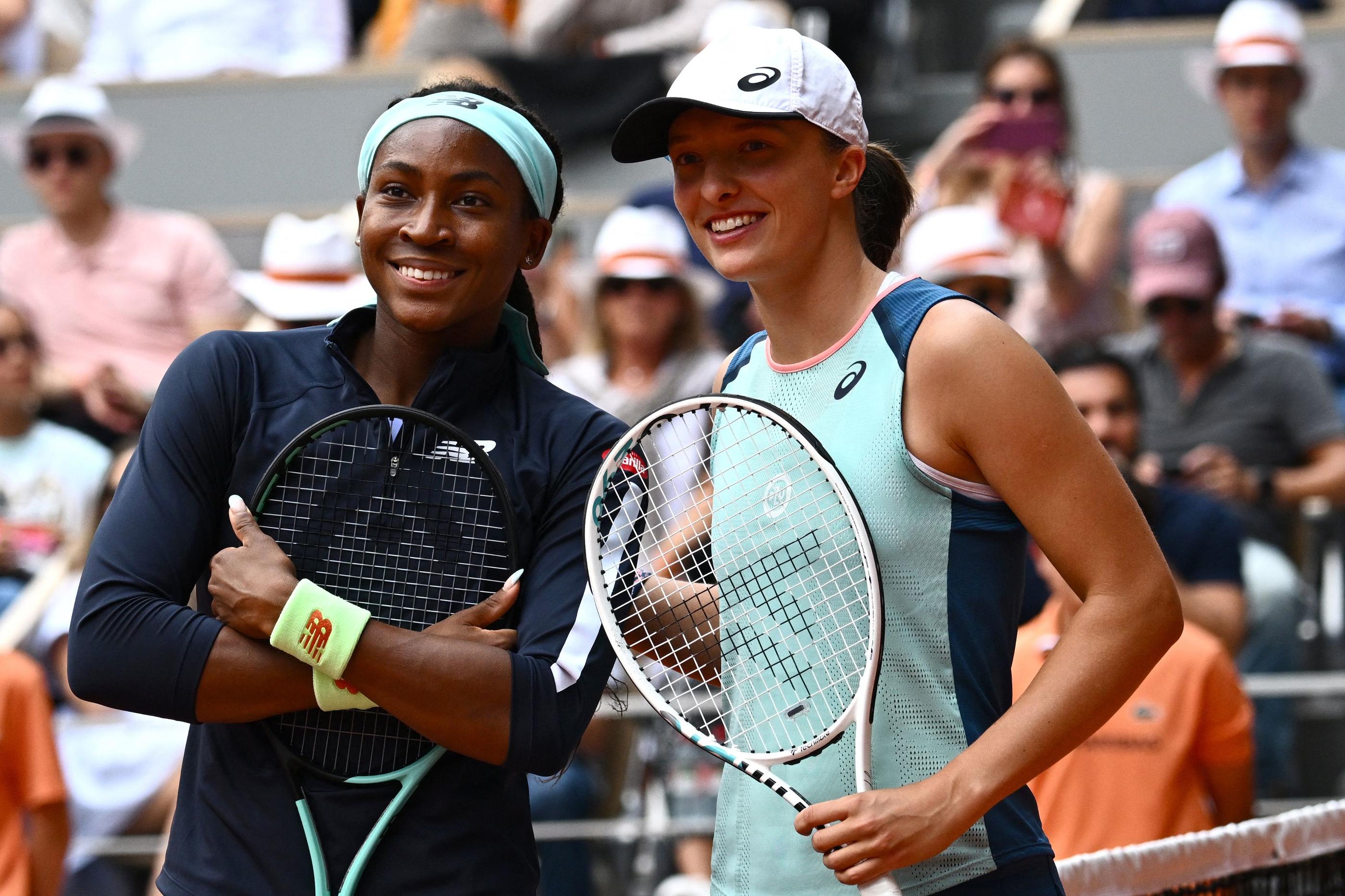 Iga Swiatek et Coco Gauff se sont déjà jouées en finale de Roland-Garros 2022. La Polonaise avait gagné. AFP/Anne-Christine Poujoulat