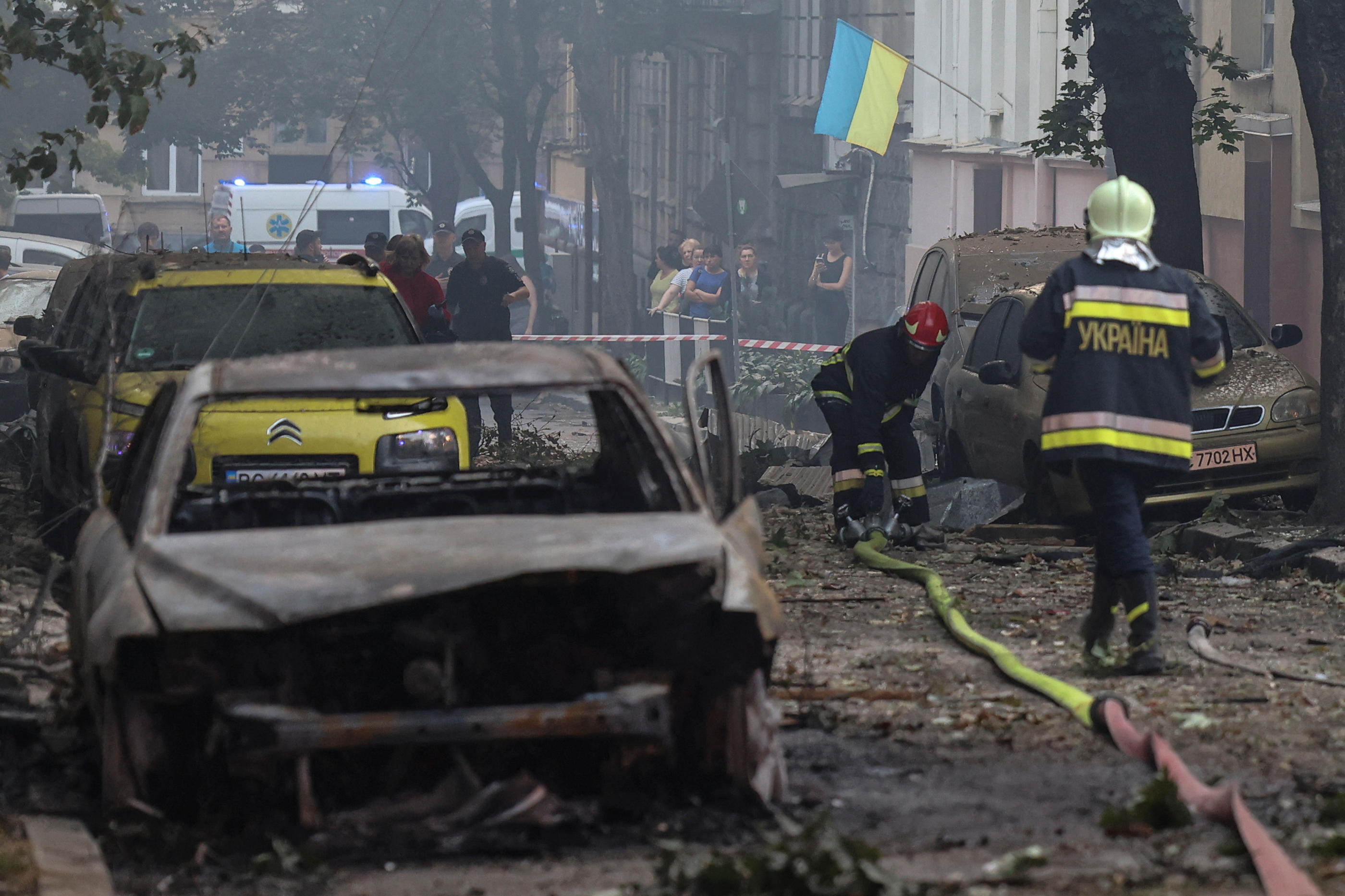 Lviv, située à plus de 1000 km du front, a été jusqu’ici relativement épargnée par la guerre. REUTERS/Roman Baluk