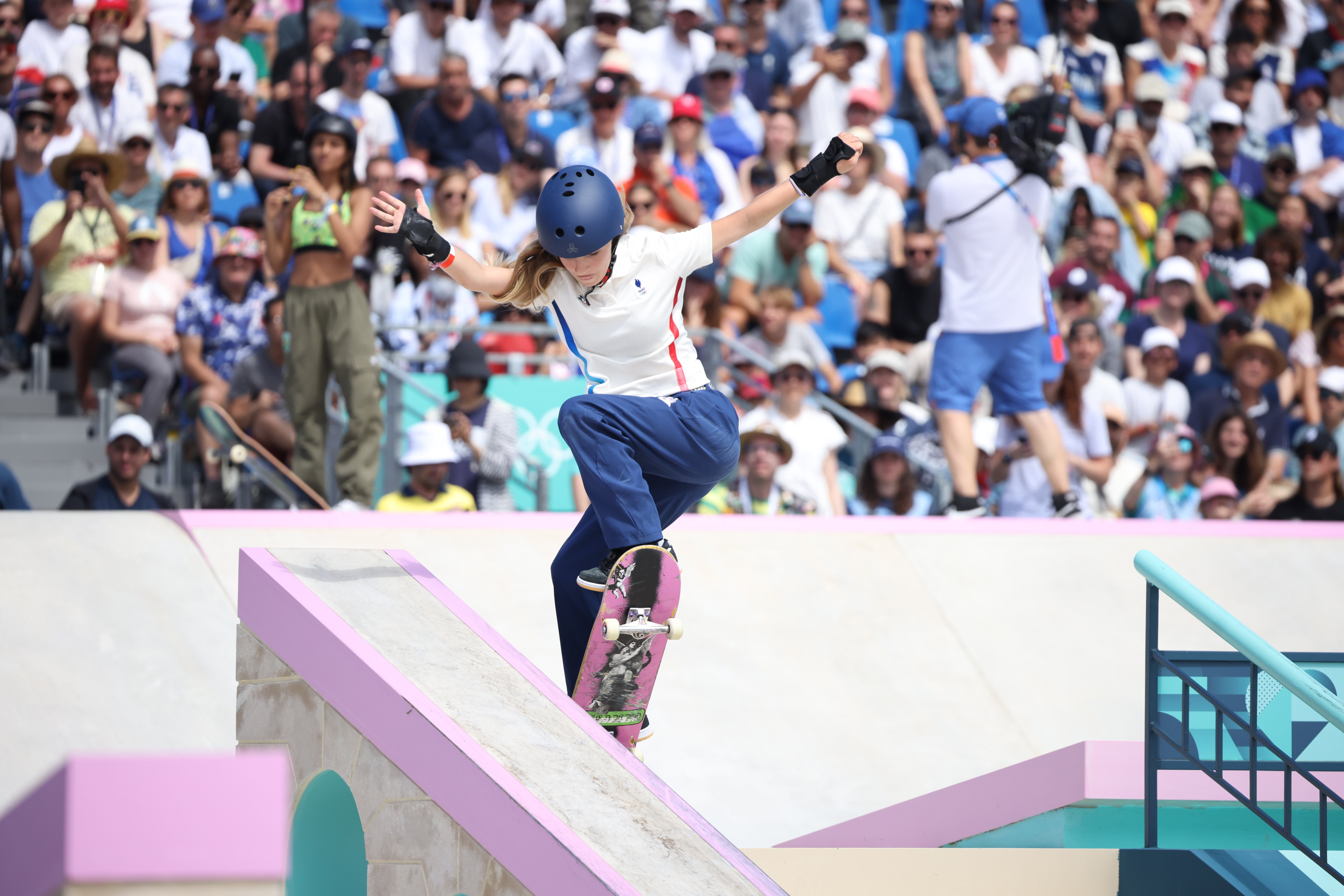 La benjamine des Bleus Lucie Schoonheere aura bien concouru, mais ça n'aura pas suffi pour accrocher une qualification en finale des épreuves de street skateboard. LP/Olivier Arandel