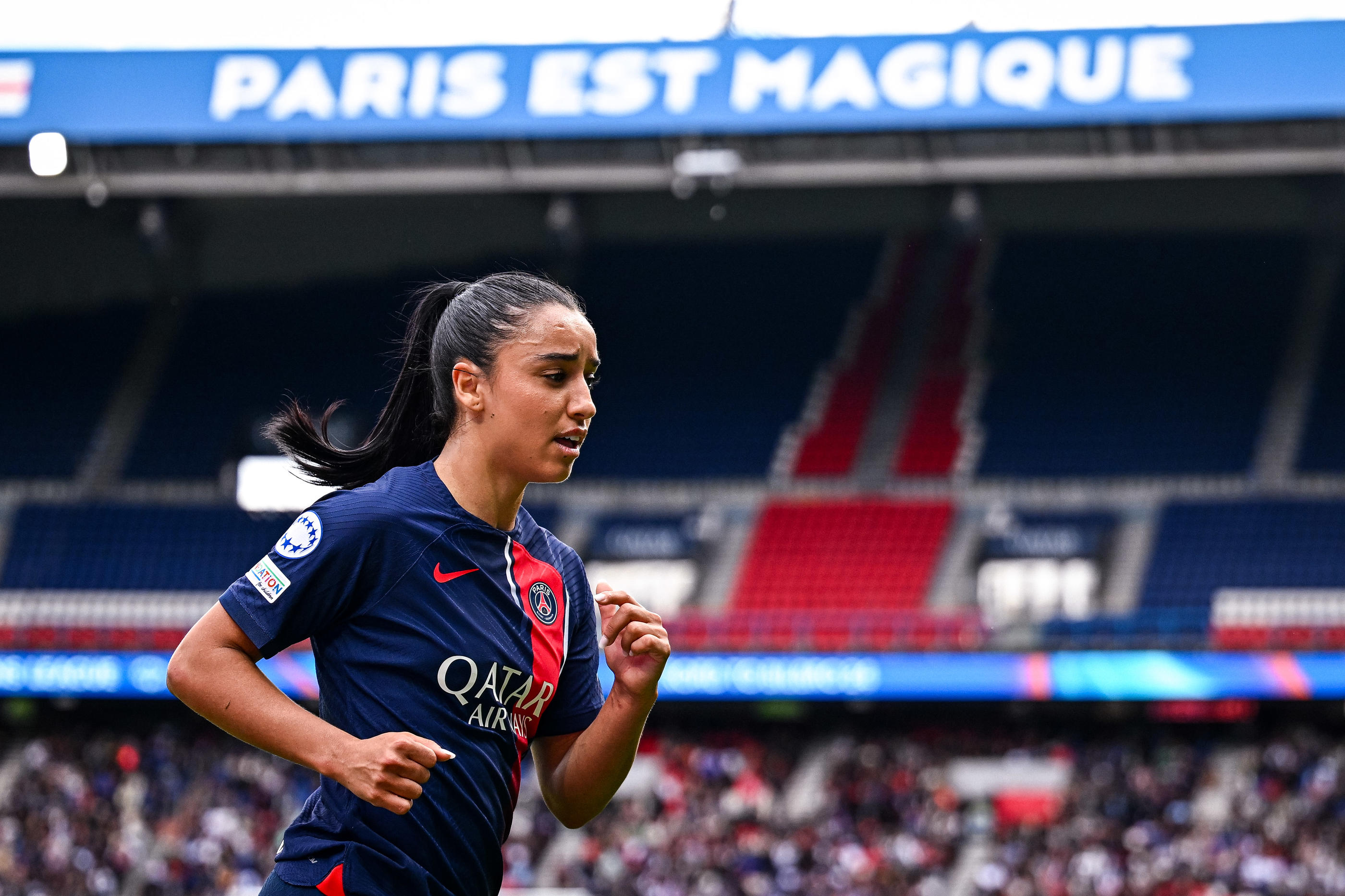 Sakina Karchaoui, ici contre Lyon en Ligue des champions, va poursuivre son aventure au PSG. Icon Sport/Baptiste Fernandez