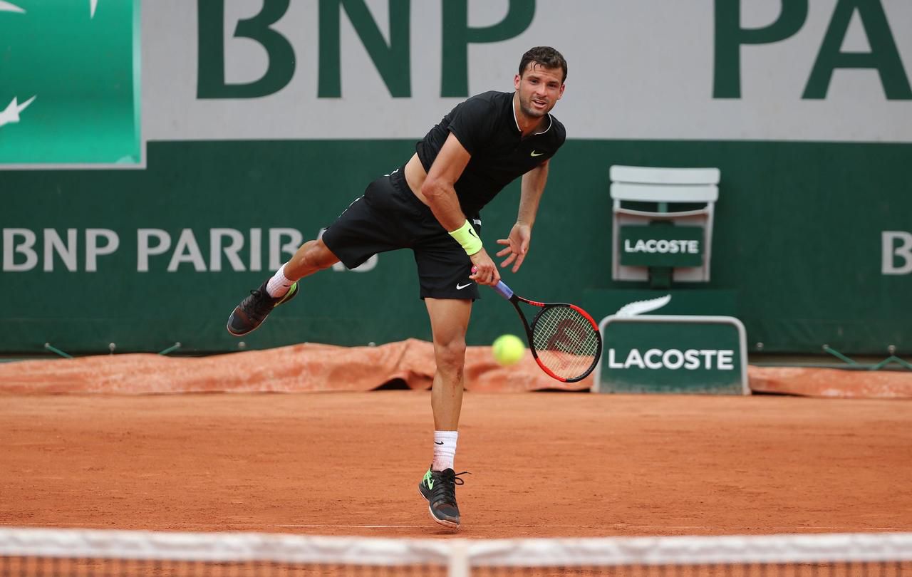 <b></b> Paris, Roland-Garros, le 2 juin 2017. Le Bulgare Grigor Dimitrov est 9e au classement ATP des joueurs professionnels. 